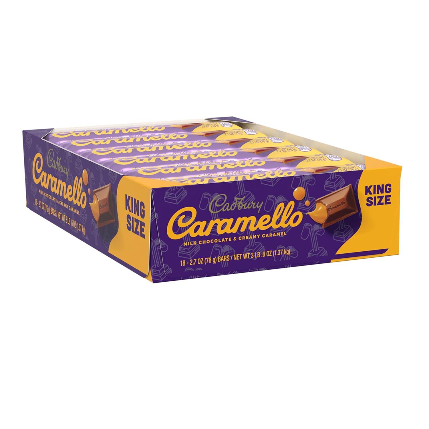imageCADBURY CARAMELLO Milk Chocolate Caramel King Size Candy Bars 27 oz 18 Count