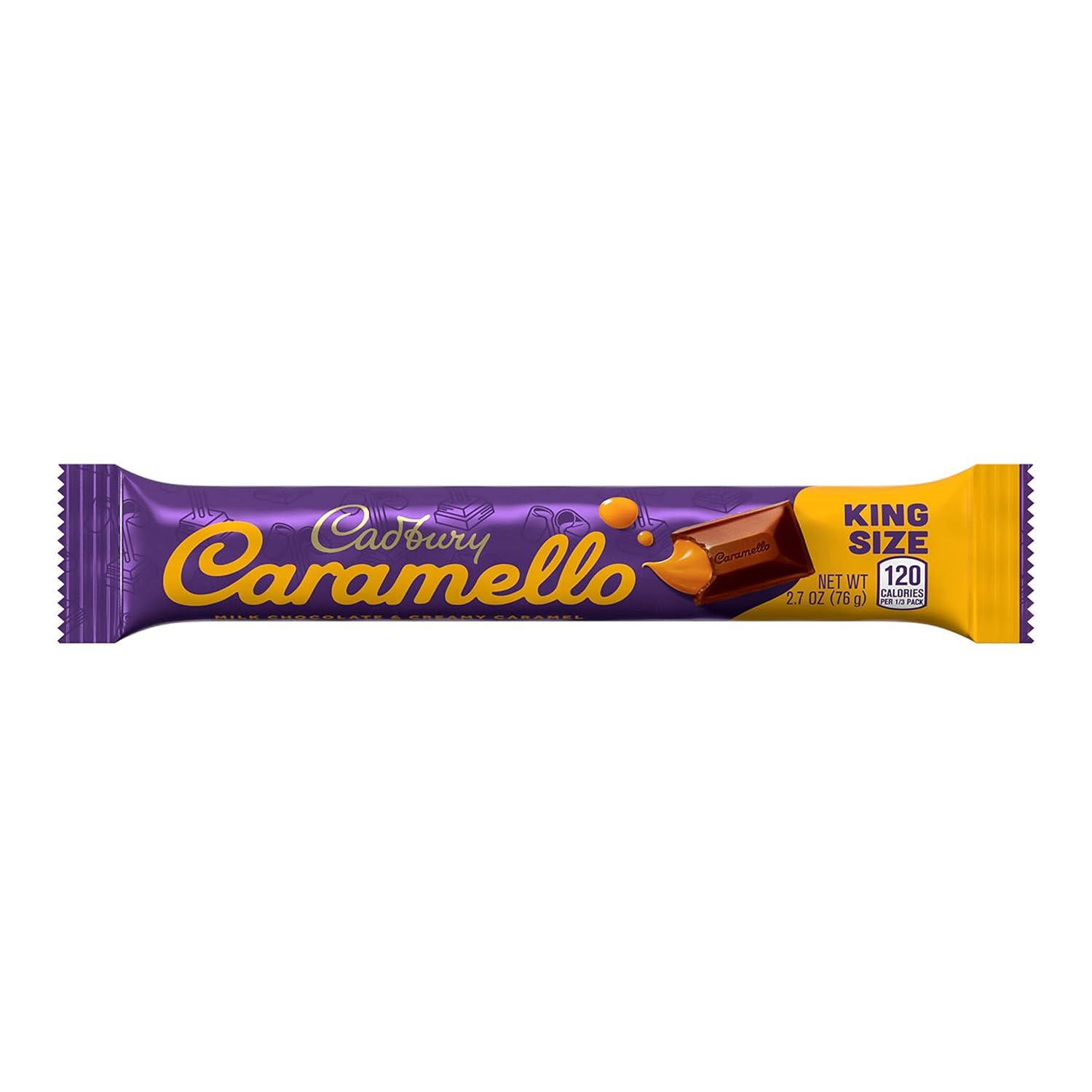 imageCADBURY CARAMELLO Milk Chocolate Caramel King Size Candy Bars 27 oz 18 Count