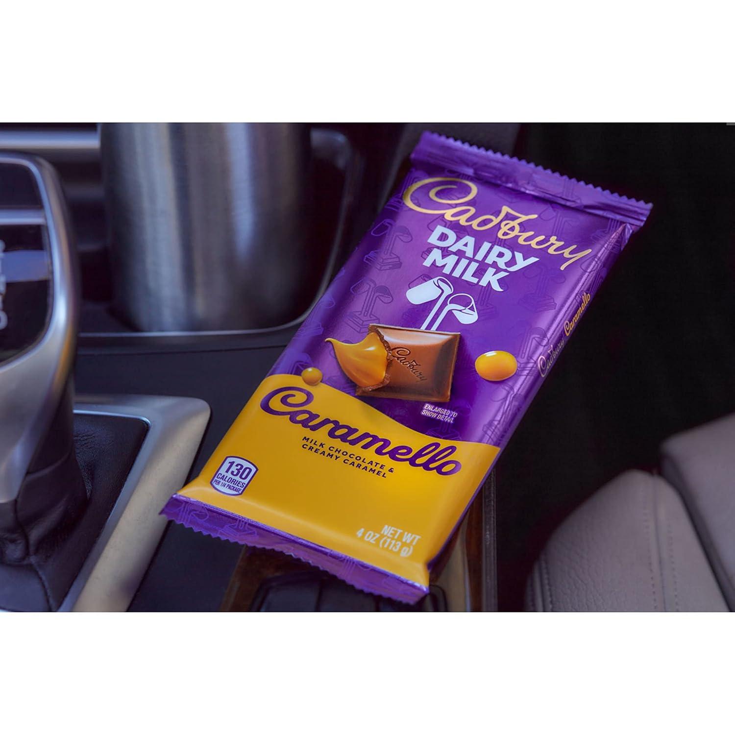 imageCADBURY DAIRY MILK CARAMELLO Milk Chocolate Candy Bars 4 oz 14 CountXL pack of 14
