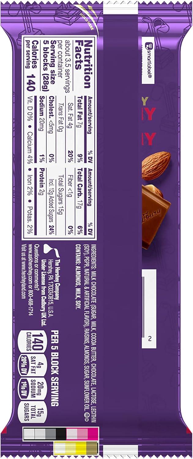 imageCADBURY DAIRY MILK Fruit ampamp Nut Milk Chocolate Candy Bars 35 oz 14 Count35 Ounce Pack of 14