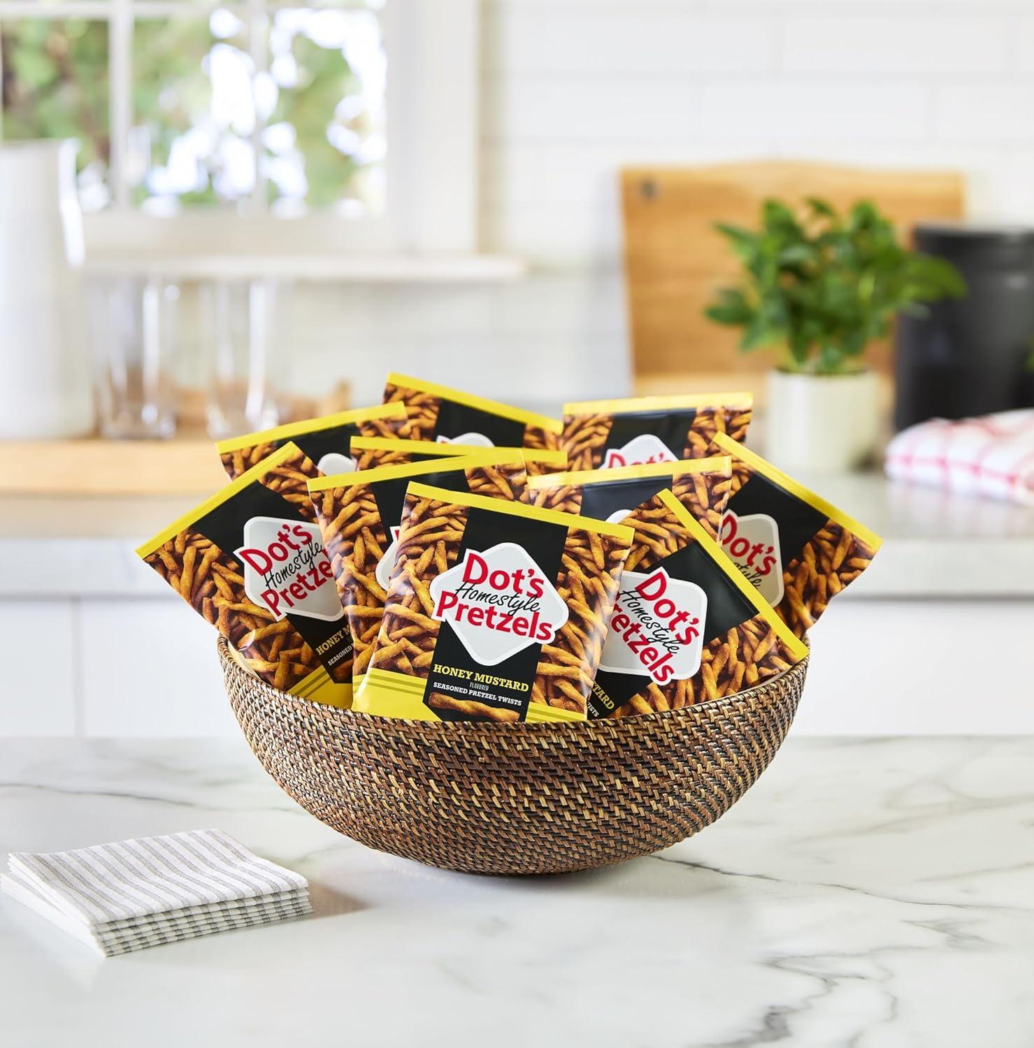 imageDots Pretzels Variety Pack Original Honey Mustard and Parmesan Garlic Twist Snack 1oz Individually Sized Bags 18 CountHoneyMustard