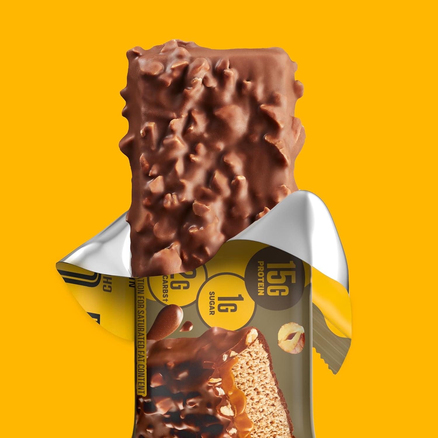 imageFULFIL Protein Snack Bars Chocolate Salted Caramel Flavored Gluten Free with 15g Protein Pantry Staples 12 CountChocolate Hazelnut