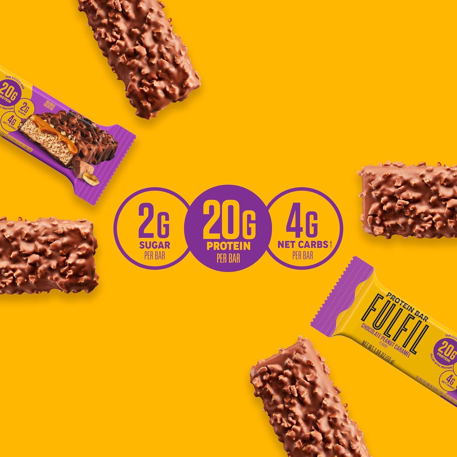imageFULFIL Protein Snack Bars Chocolate Salted Caramel Flavored Gluten Free with 15g Protein Pantry Staples 12 CountChocolate Peanut Caramel