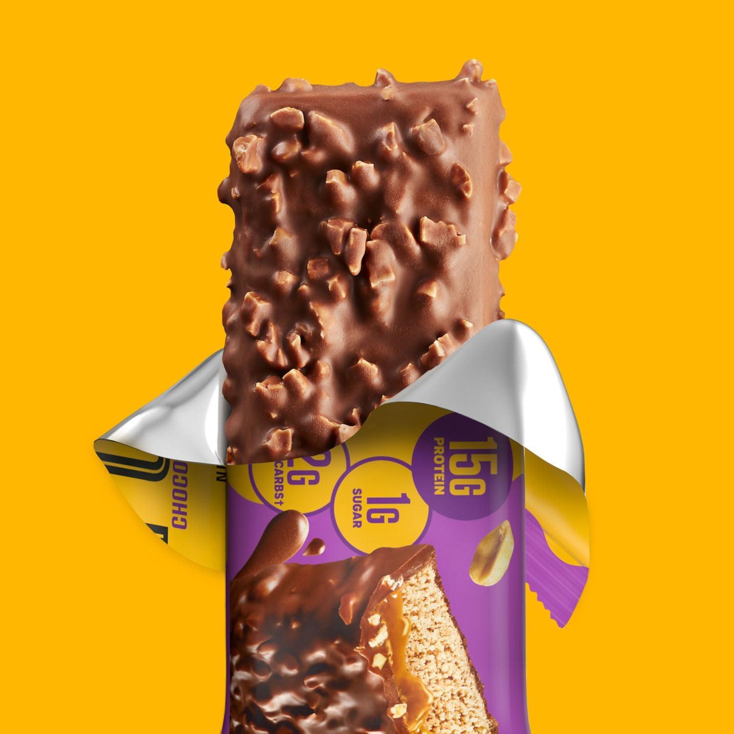imageFULFIL Protein Snack Bars Chocolate Salted Caramel Flavored Gluten Free with 15g Protein Pantry Staples 12 CountChocolate Peanut Caramel
