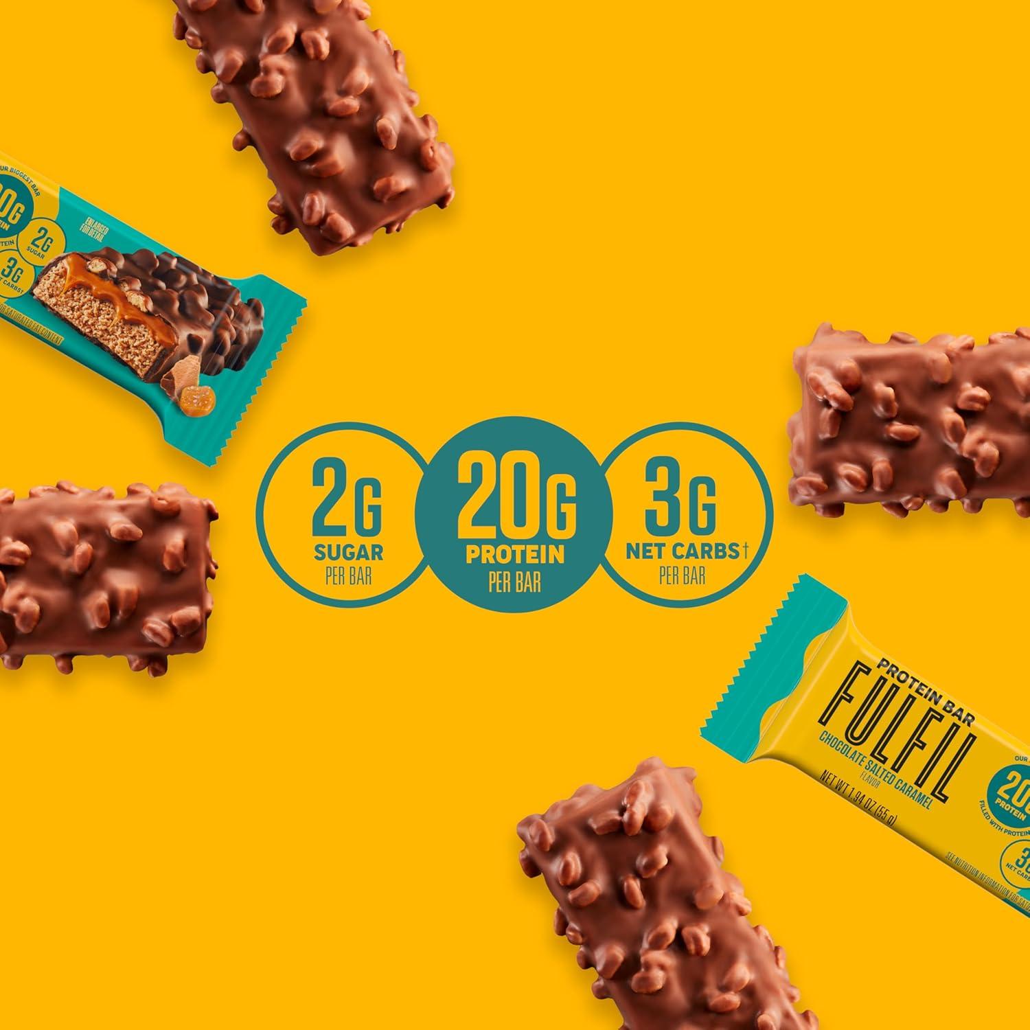 imageFULFIL Protein Snack Bars Chocolate Salted Caramel Flavored Gluten Free with 15g Protein Pantry Staples 12 CountChocolate Salted Caramel