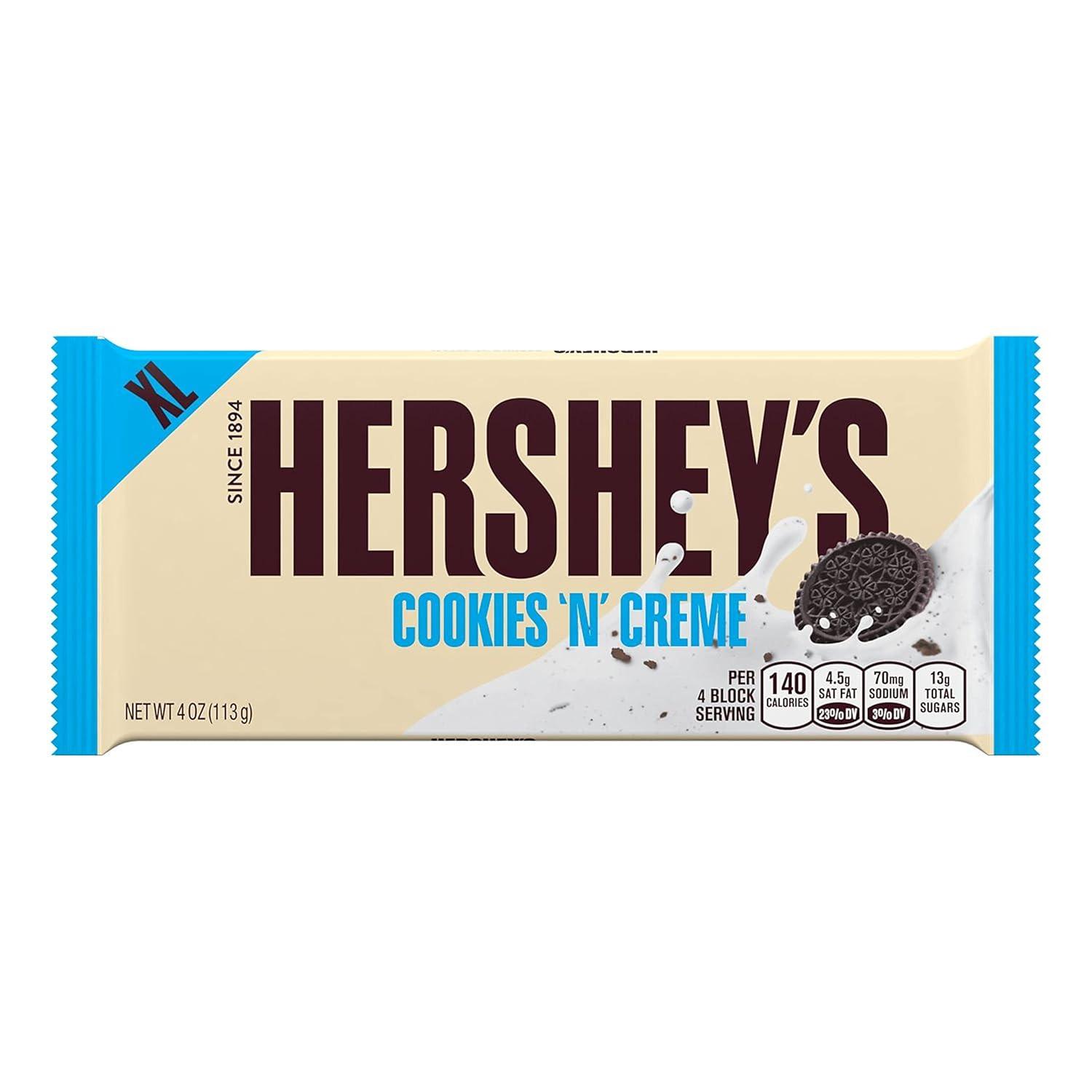 imageHERSHEYS Cookies n Creme XL Candy Bars 4 oz 12 Count 16 Pieces