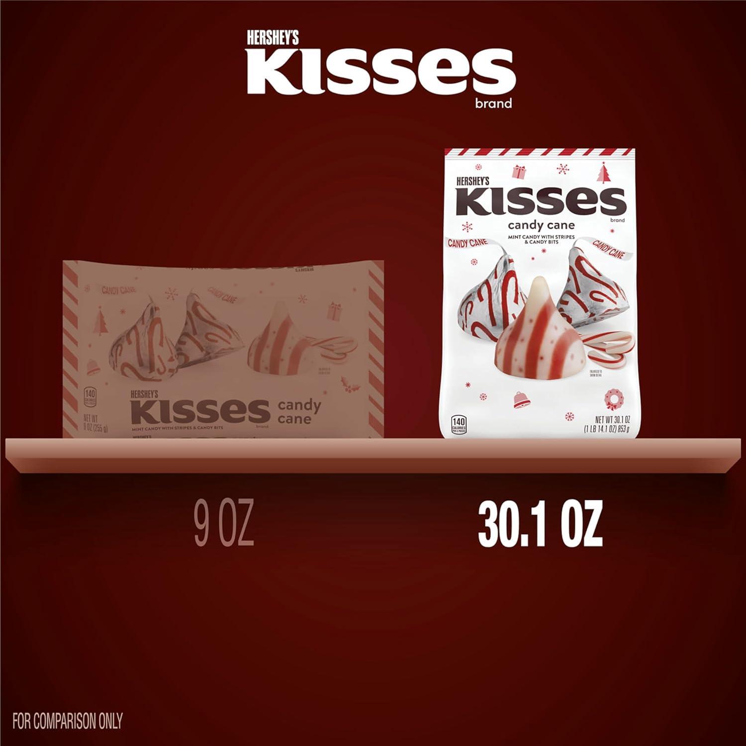 imageHERSHEYS KISSES Candy Cane Flavored Christmas Candy Bag 16 ozCandy Cane