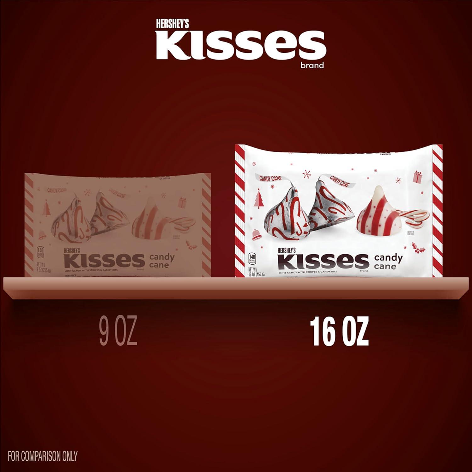 imageHERSHEYS KISSES Candy Cane Flavored Christmas Candy Bag 16 ozCandy Cane