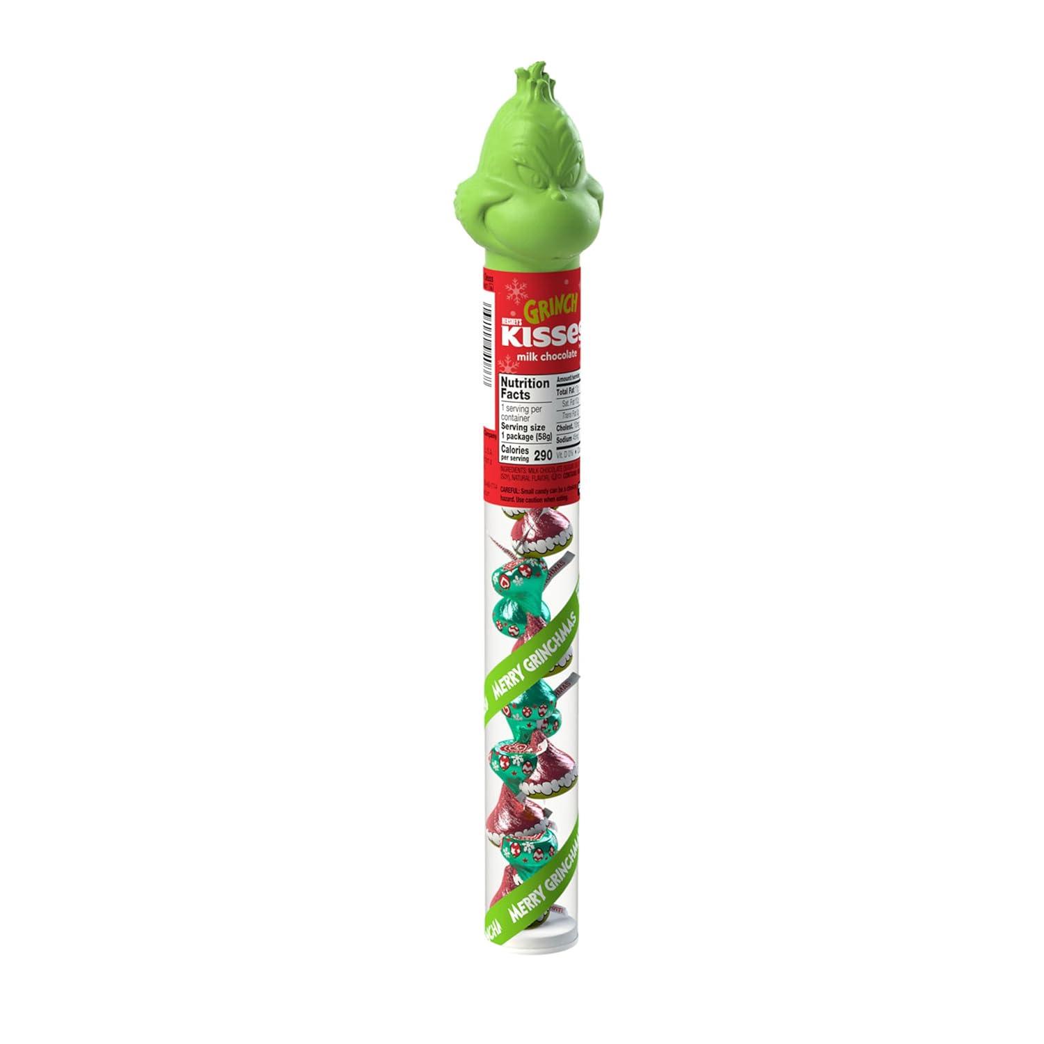 imageHERSHEYS KISSES Grinch Milk Chocolate Candy Christmas 208 oz Filled Plastic CaneMilk Chocolate