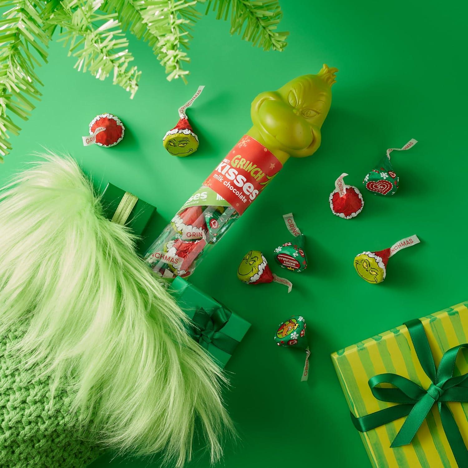 imageHERSHEYS KISSES Grinch Milk Chocolate Candy Christmas 208 oz Filled Plastic CaneMilkChocolate