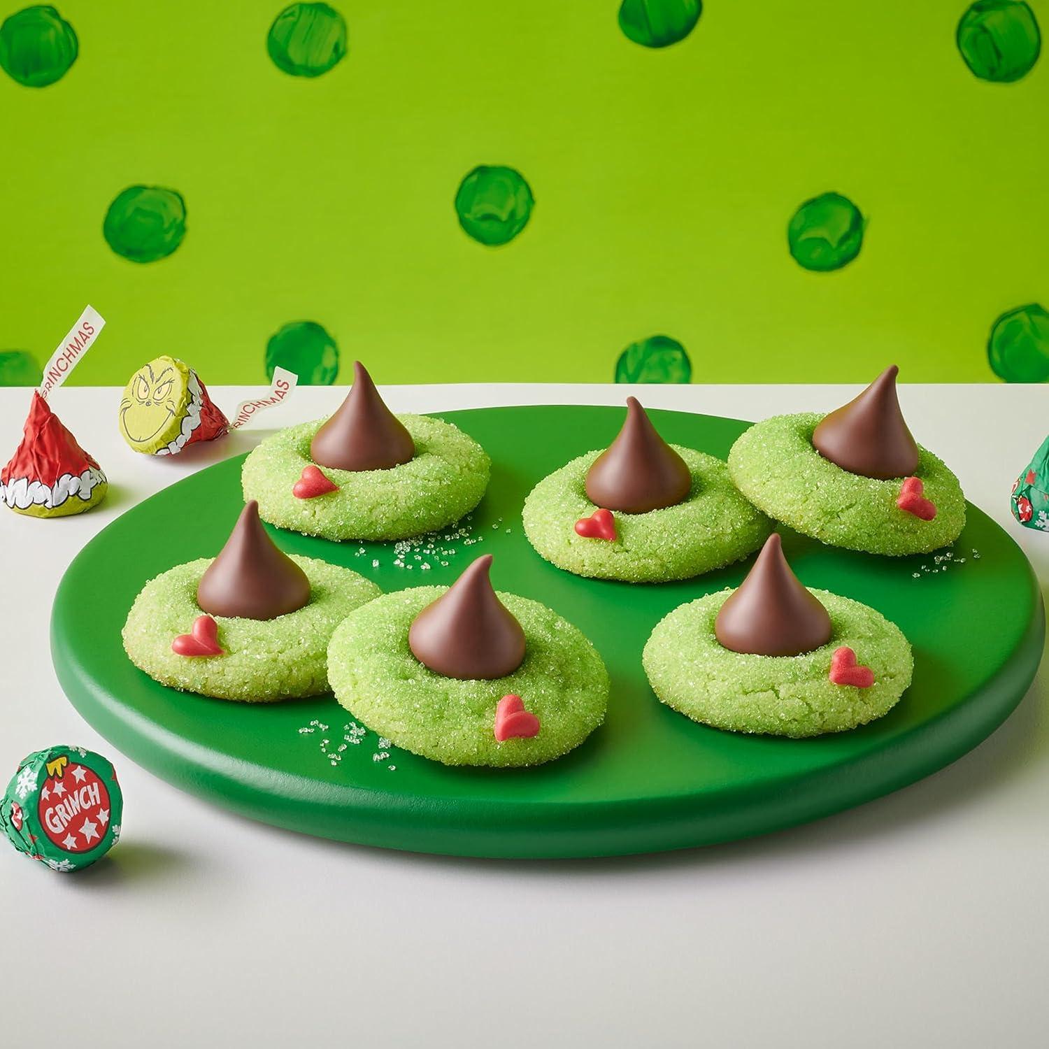 imageHERSHEYS KISSES Grinch Milk Chocolate Christmas Candy Bulk Bag 3385 ozMilk Chocolate
