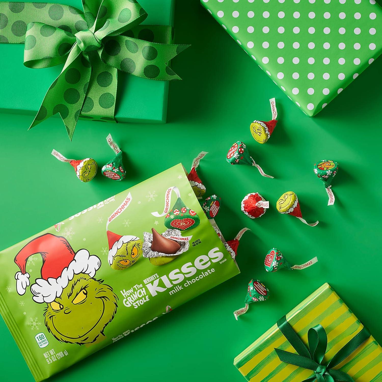 imageHERSHEYS KISSES Grinch Milk Chocolate Christmas Candy Bulk Bag 3385 ozMilk Chocolate