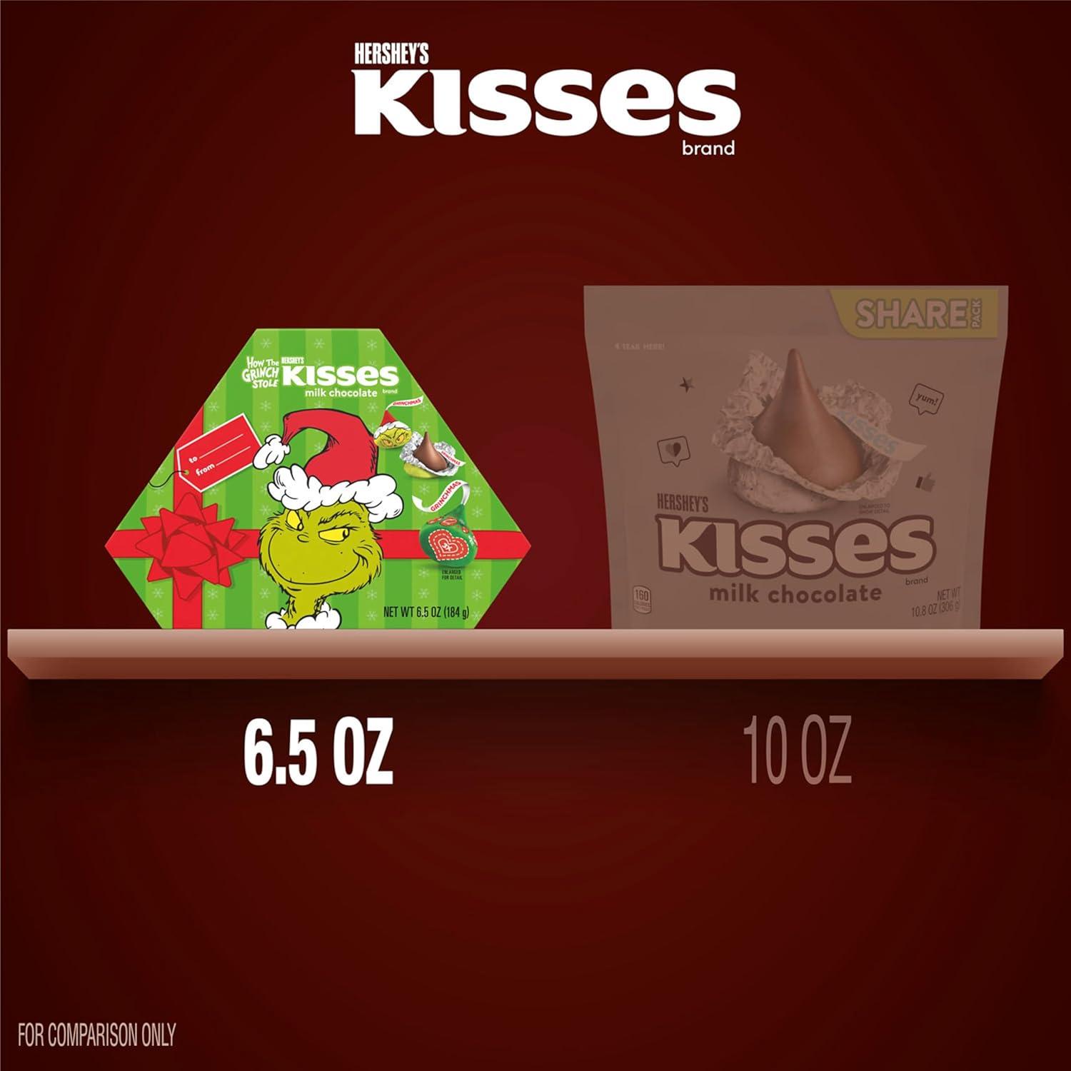 imageHERSHEYS KISSES Grinch Milk Chocolate Christmas Candy Gift Box 65 oz