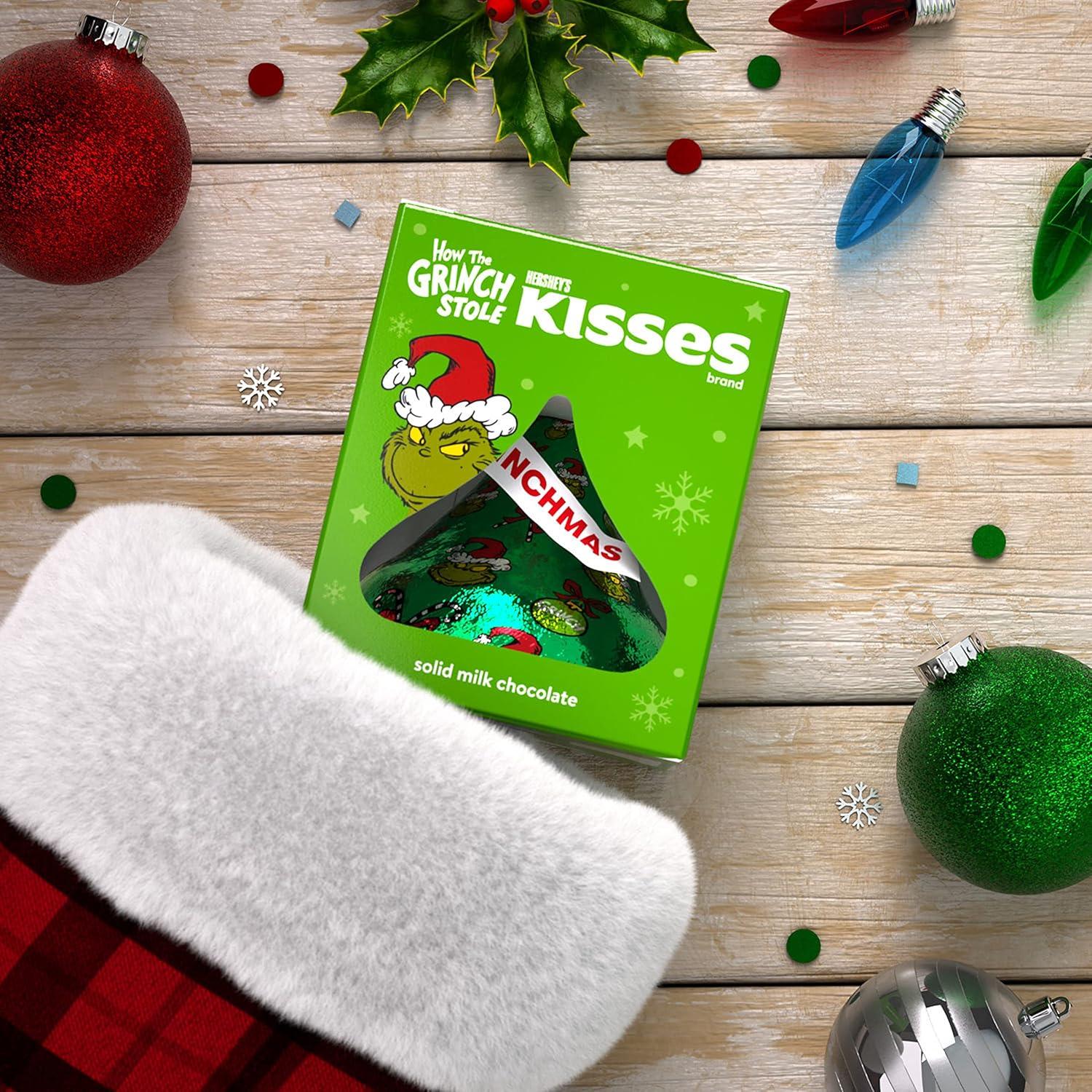 imageHERSHEYS KISSES Grinch Solid Milk Chocolate Christmas Candy Gift Box 145 ozMilk Chocolate