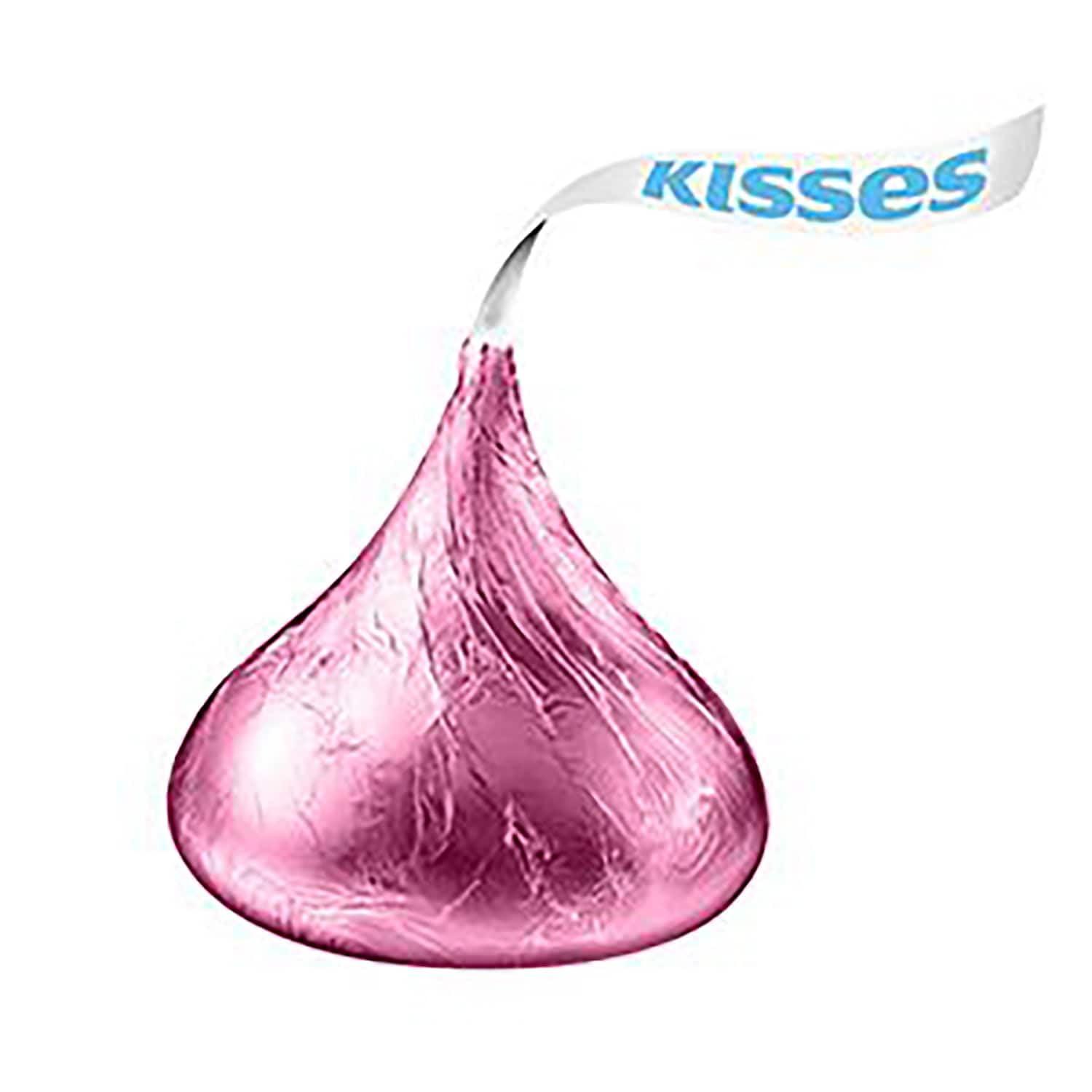 imageHERSHEYS KISSES Milk Chocolate Candy Bulk Bag 60 ozBulk Kisses Pink Foils