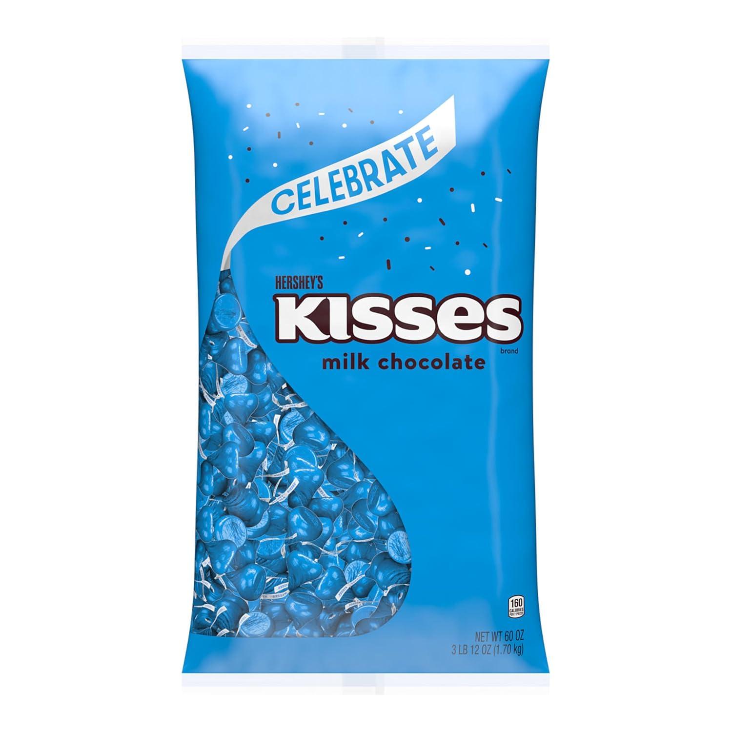 imageHERSHEYS KISSES Milk Chocolate Candy Bulk Bag 60 ozLight Blue