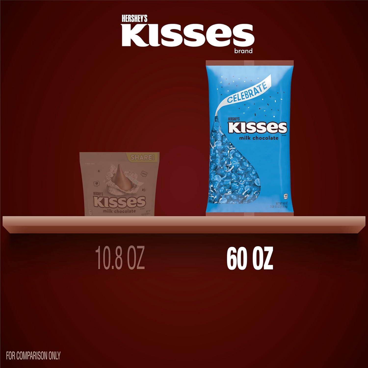 imageHERSHEYS KISSES Milk Chocolate Candy Bulk Bag 60 ozLight Blue