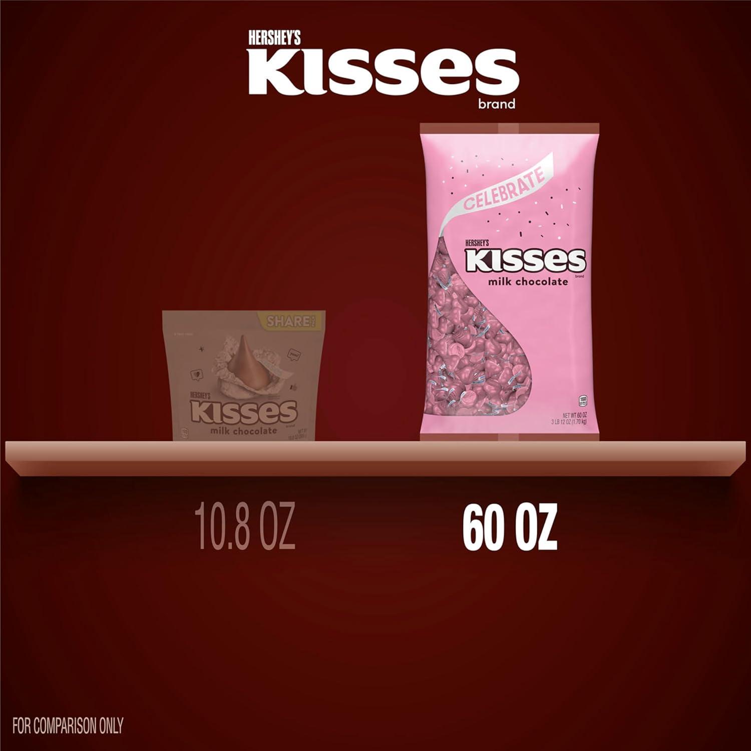 imageHERSHEYS KISSES Milk Chocolate Candy Bulk Bag 60 ozPink