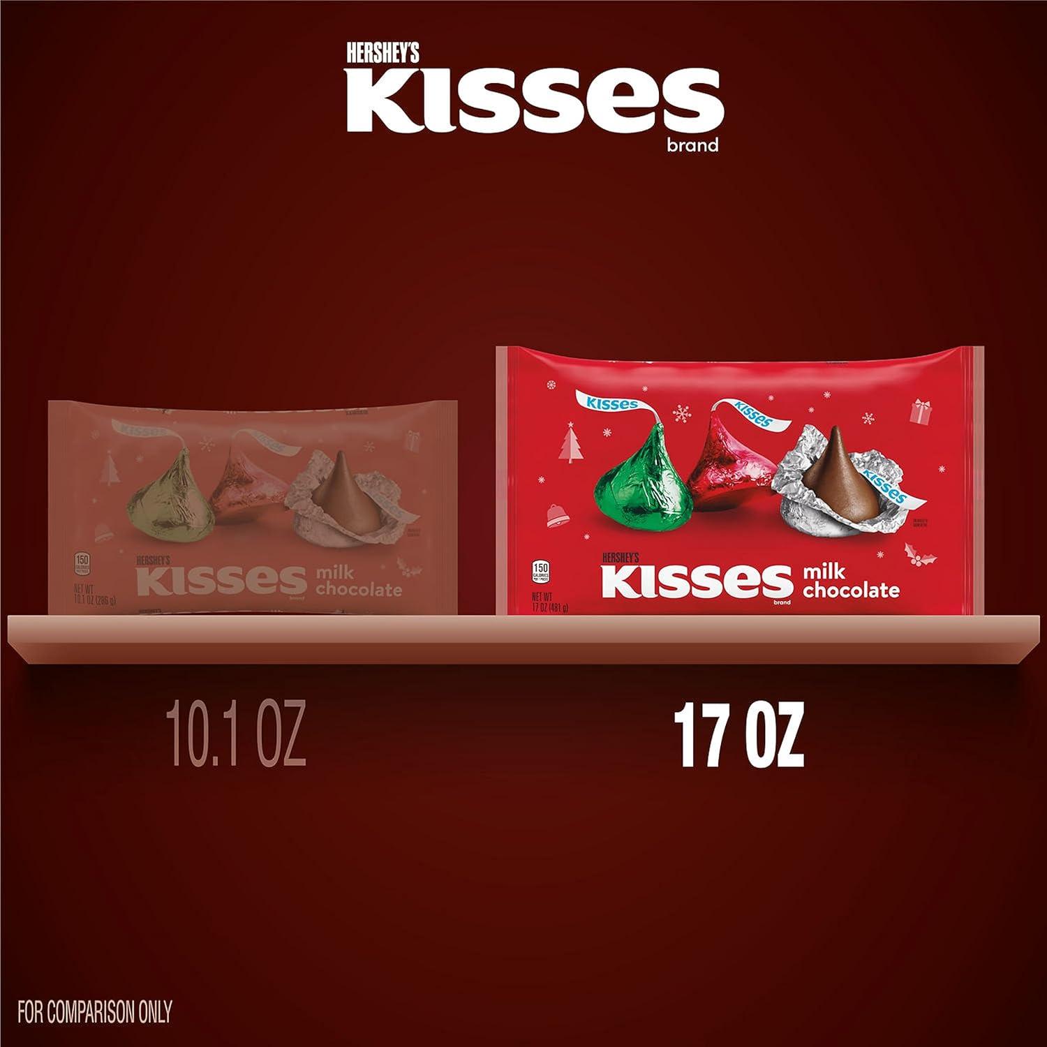 imageHERSHEYS KISSES Milk Chocolate Christmas Candy Bag 17 oz