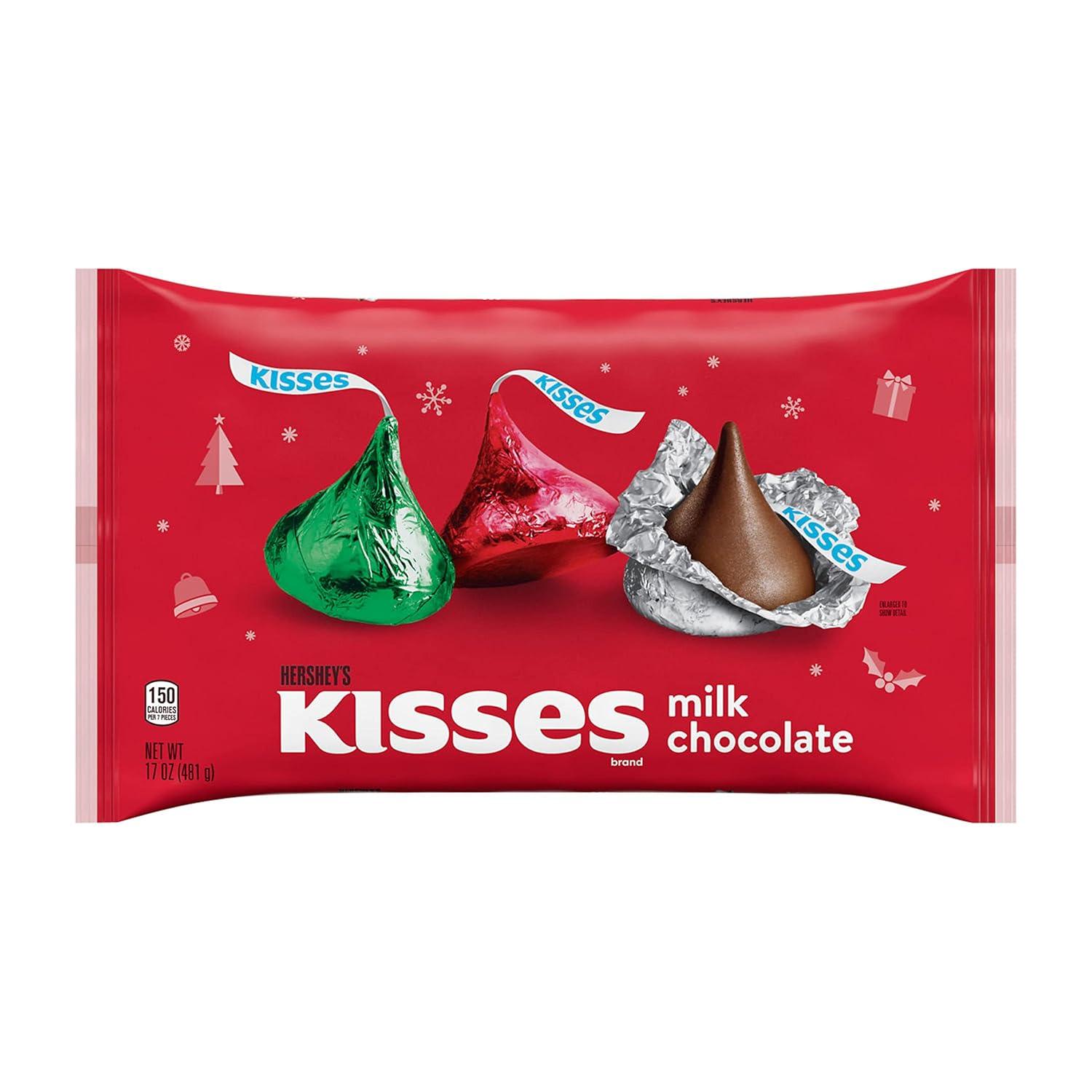 imageHERSHEYS KISSES Milk Chocolate Christmas Candy Bag 17 oz