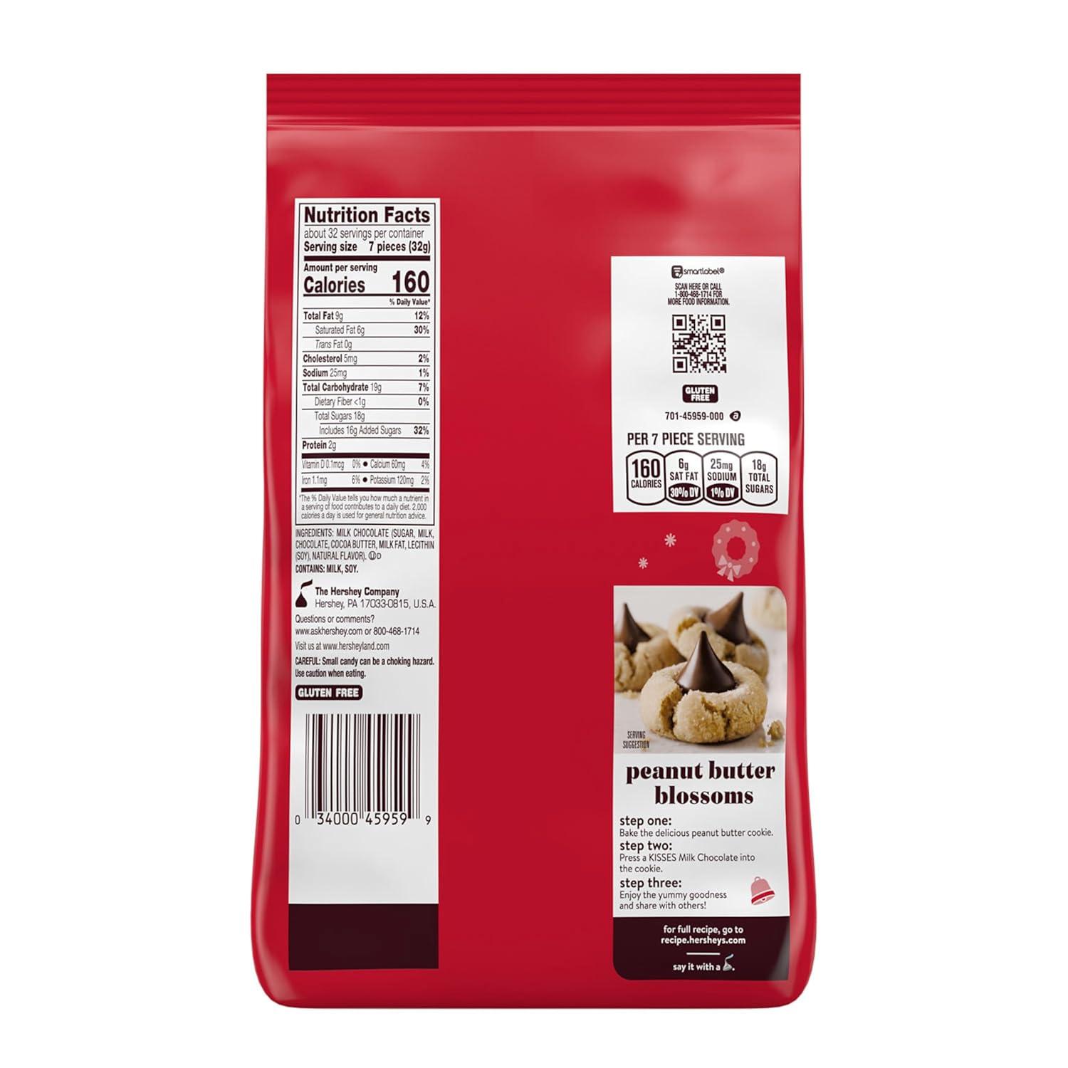 imageHERSHEYS KISSES Milk Chocolate Christmas Candy Bulk Bag 3585 oz