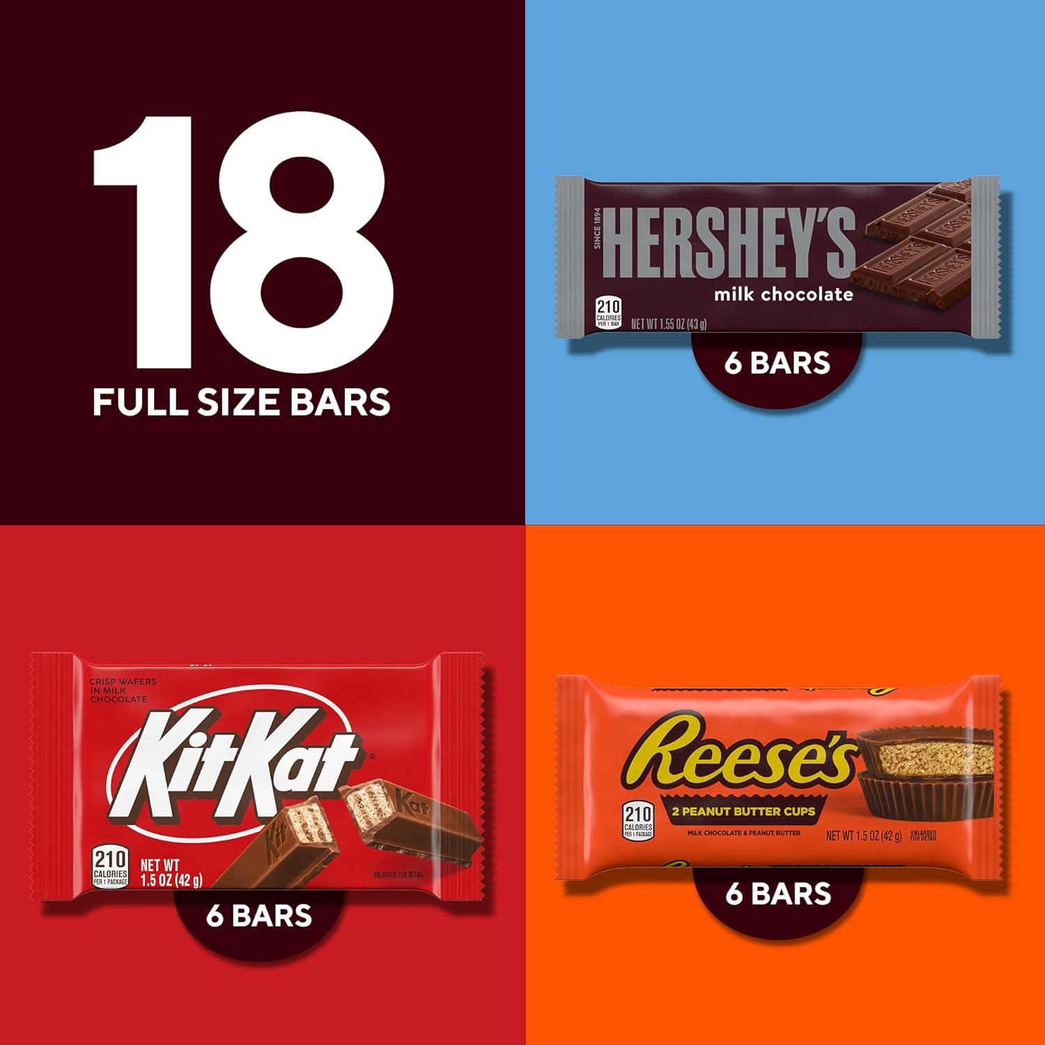 imageHERSHEYS KIT KAT and REESES Assorted Milk Chocolate Candy Variety Box Halloween Candy 273 oz 18 CountMilk Chocolate
