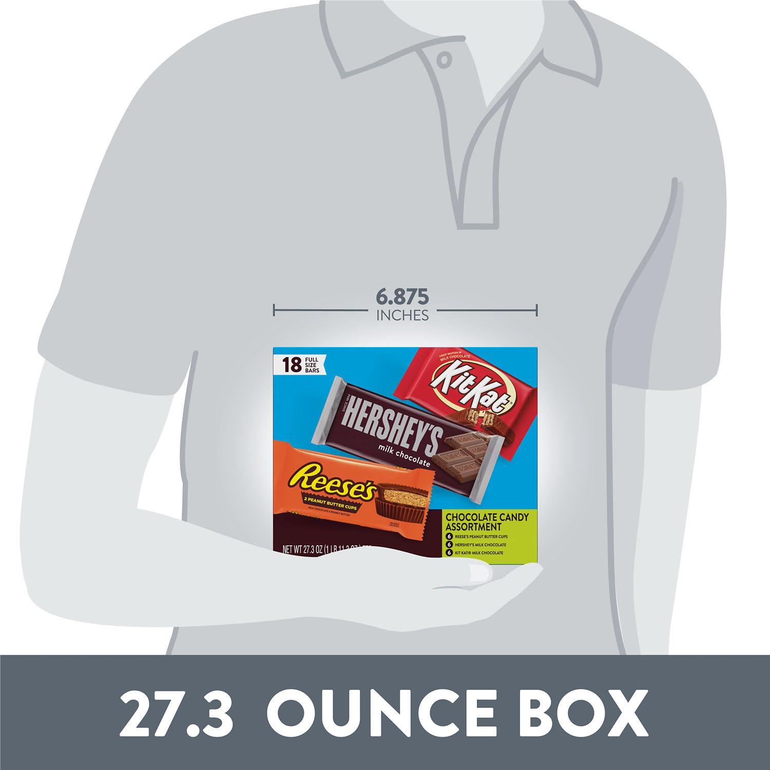 imageHERSHEYS KIT KAT and REESES Assorted Milk Chocolate Candy Variety Box Halloween Candy 273 oz 18 CountMilk Chocolate