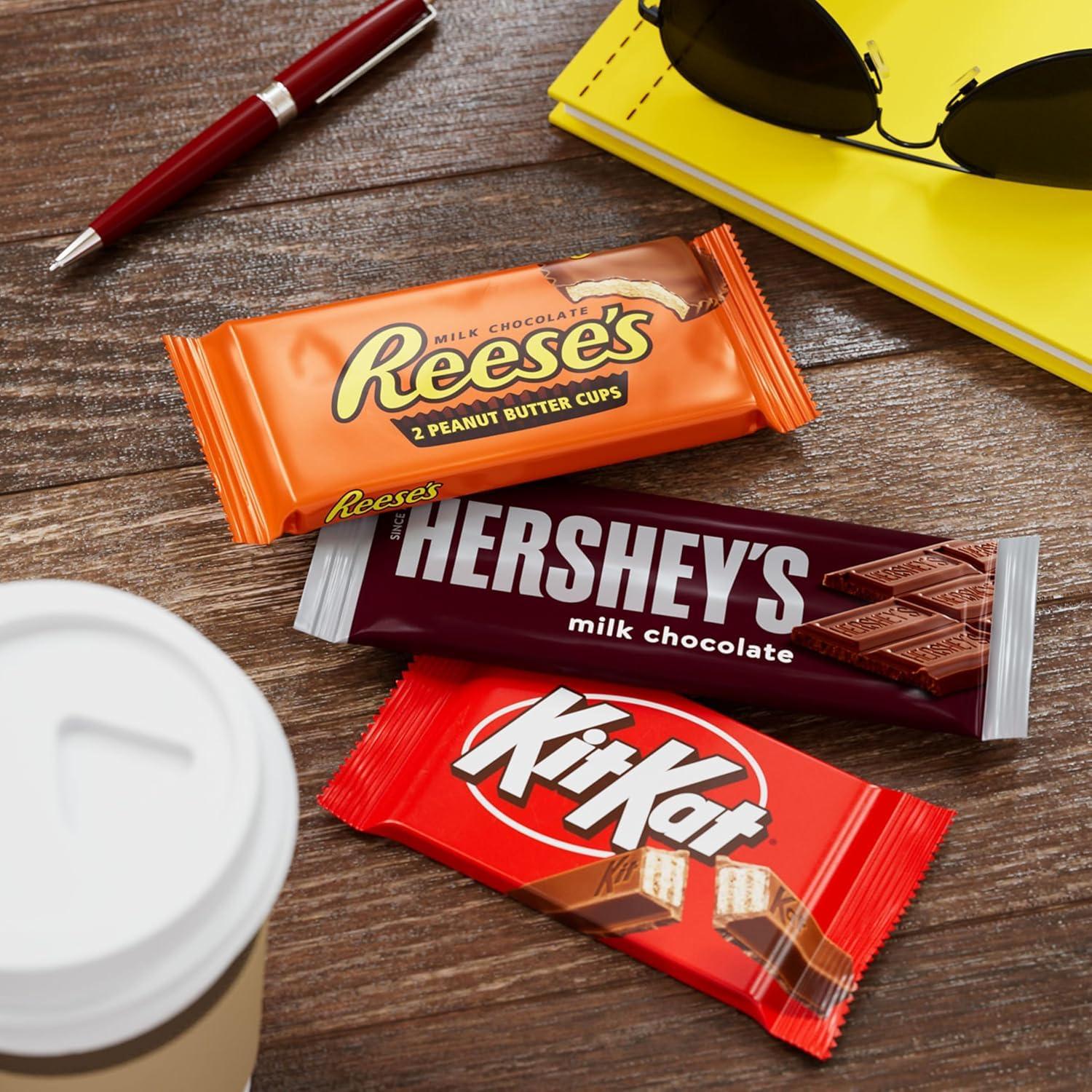 imageHERSHEYS KIT KAT and REESES Assorted Milk Chocolate Candy Variety Box Halloween Candy 273 oz 18 CountMilk Chocolate