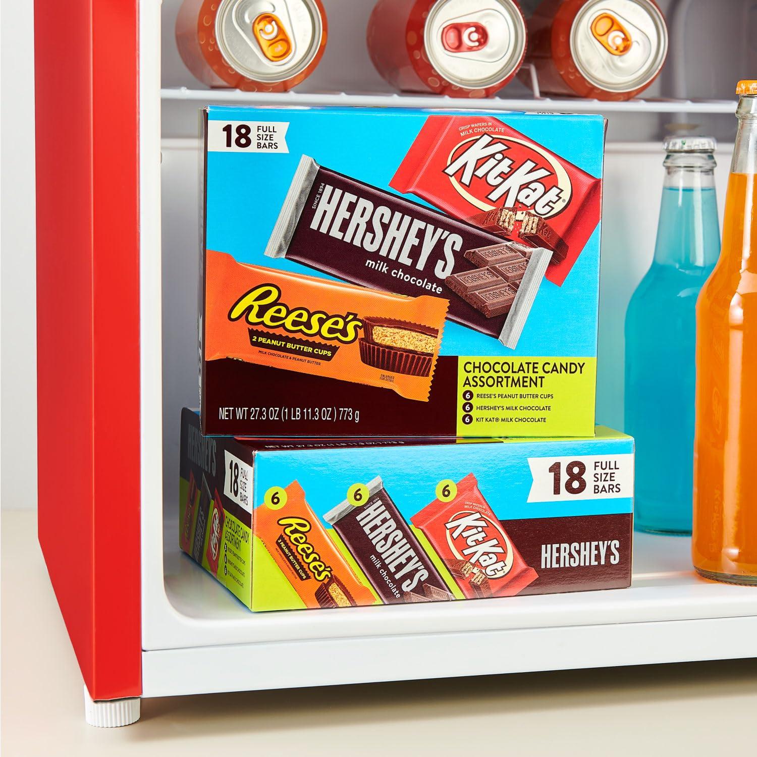 imageHERSHEYS KIT KAT and REESES Assorted Milk Chocolate Candy Variety Box Halloween Candy 273 oz 18 CountMilk Chocolate