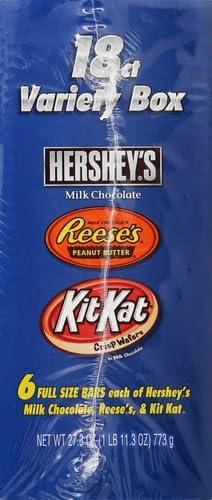 imageHERSHEYS KIT KAT and REESES Assorted Milk Chocolate Candy Variety Box Halloween Candy 273 oz 18 CountMilk Chocolate