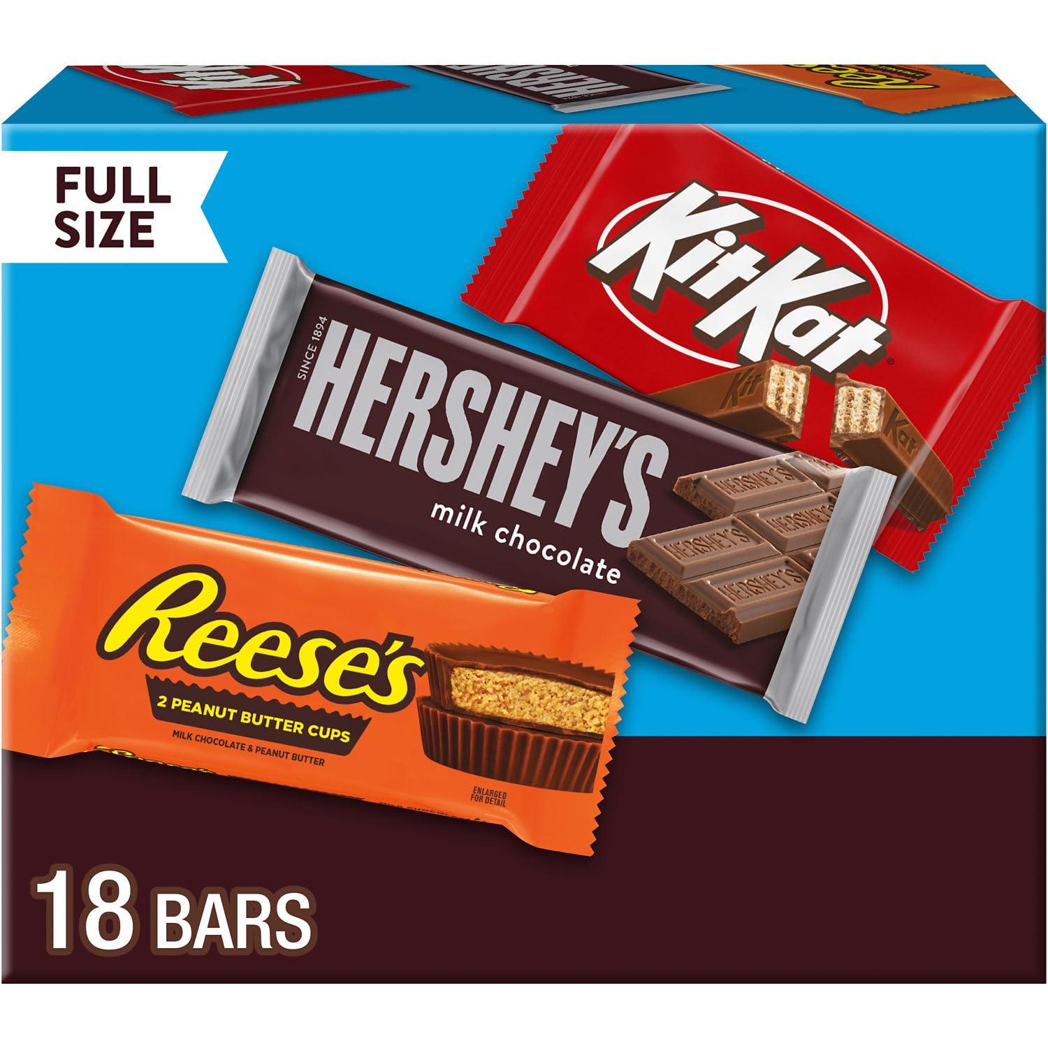 imageHERSHEYS KIT KAT and REESES Assorted Milk Chocolate Candy Variety Box Halloween Candy 273 oz 18 CountMilk Chocolate