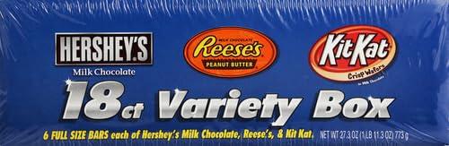 imageHERSHEYS KIT KAT and REESES Assorted Milk Chocolate Candy Variety Box Halloween Candy 273 oz 18 CountMilk Chocolate