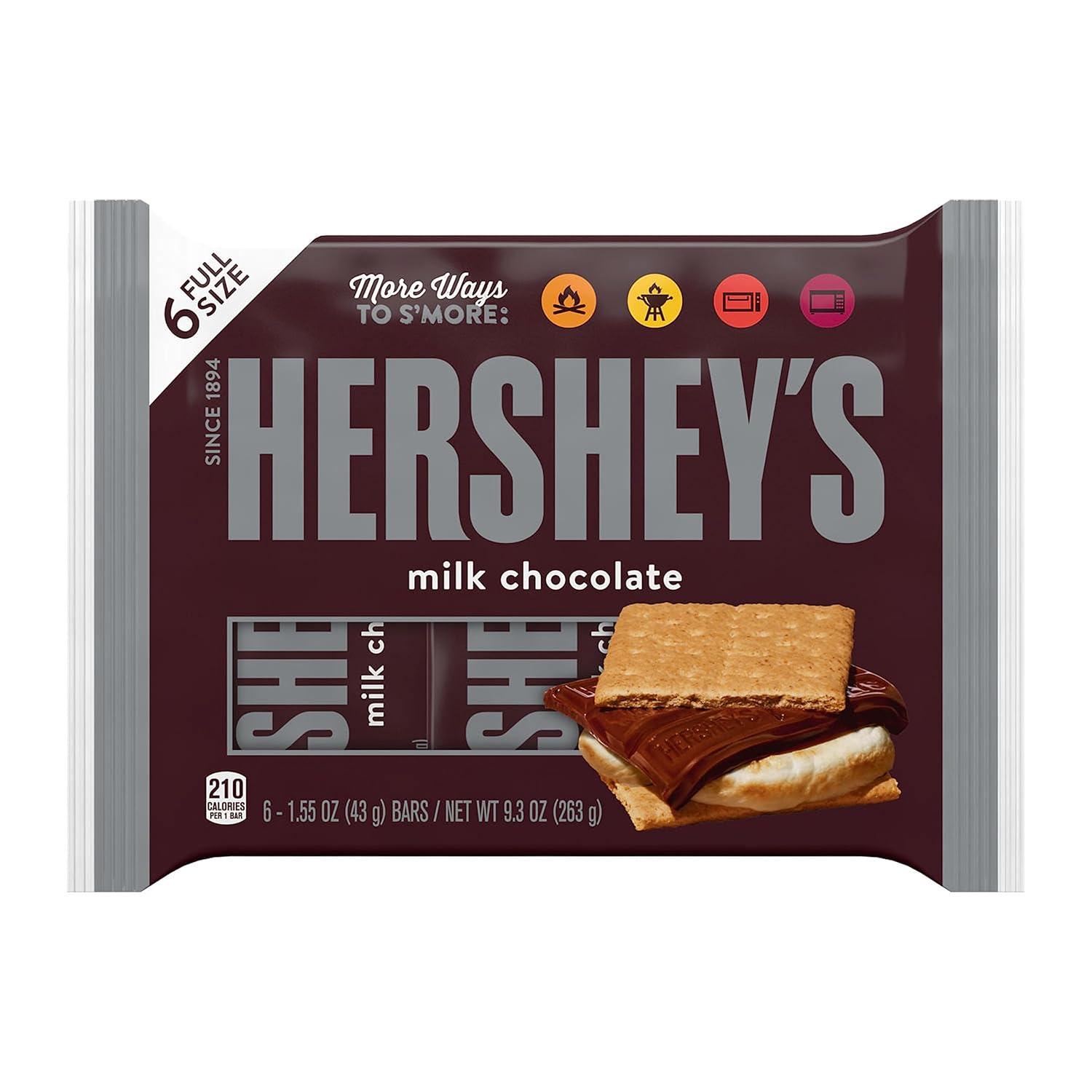 imageHERSHEYS Milk Chocolate Candy Bars Halloween Candy 155 oz 6 CountCandy Bars