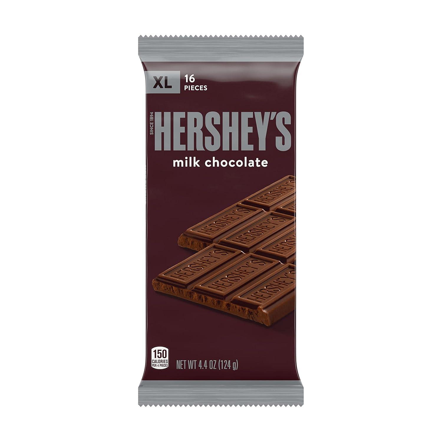 imageHERSHEYS Milk Chocolate XL Candy Bars Halloween Candy 44 oz 12 Count 16 Pieces44 Ounce Pack of 12