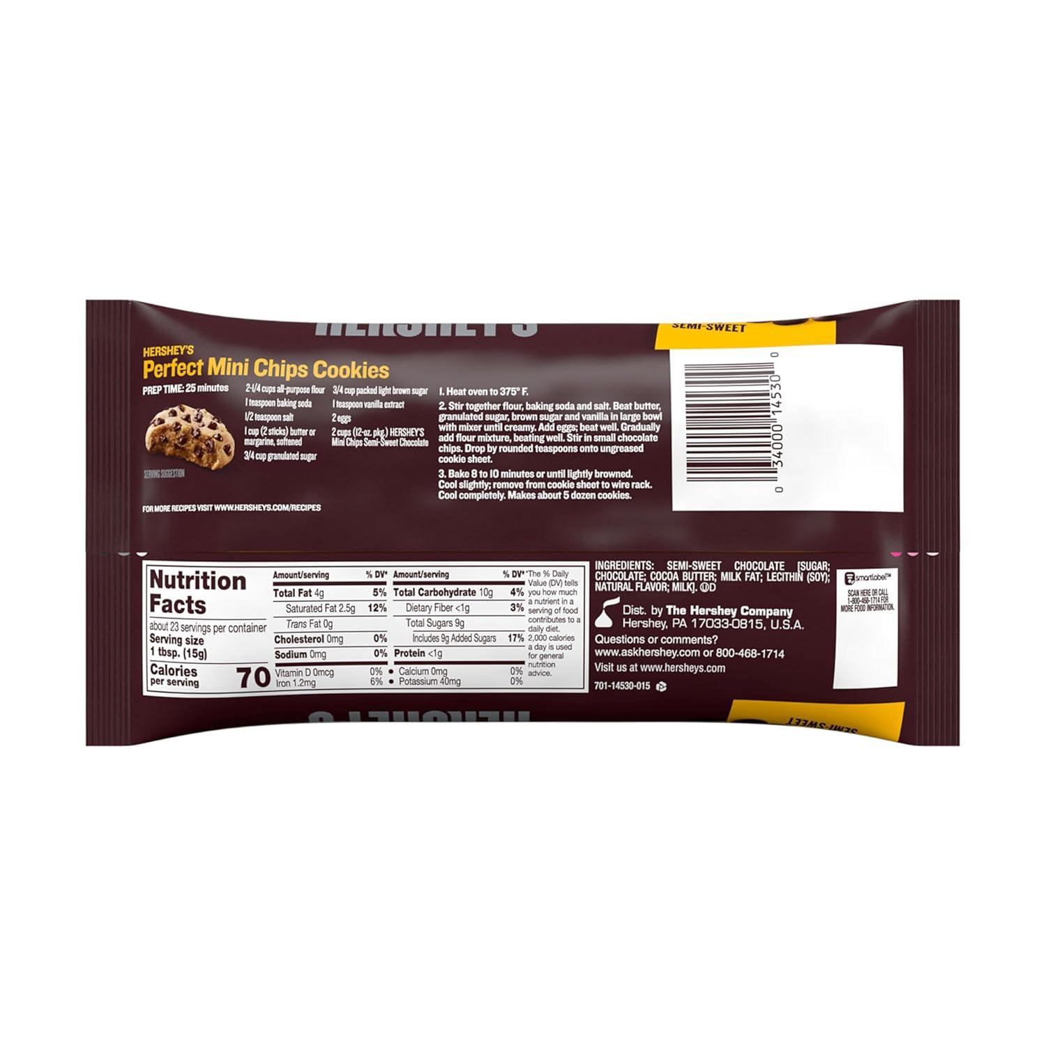 imageHERSHEYS Mini Semi Sweet Chocolate Baking Chips Bags 12 oz 12 Count