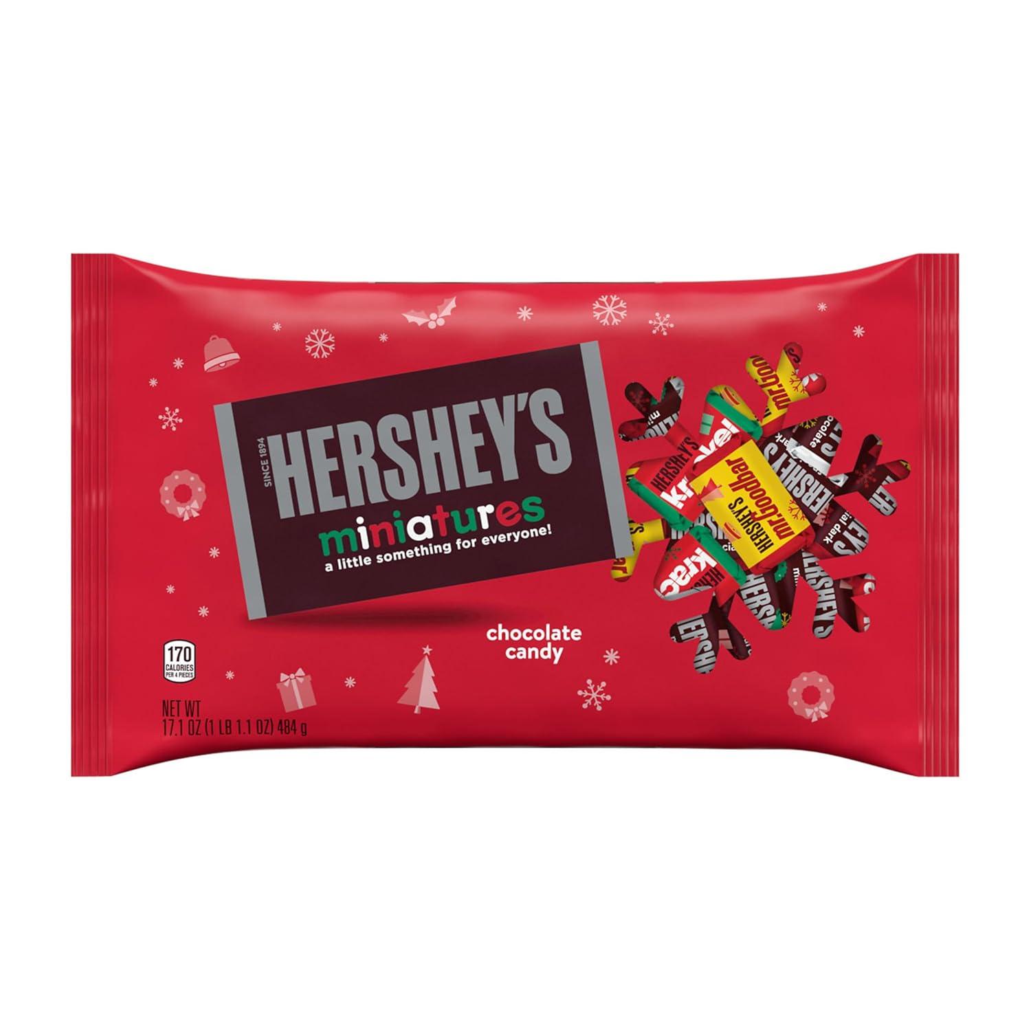 imageHERSHEYS Miniatures Assorted Chocolate Christmas Candy Bag 171 ozChocolate