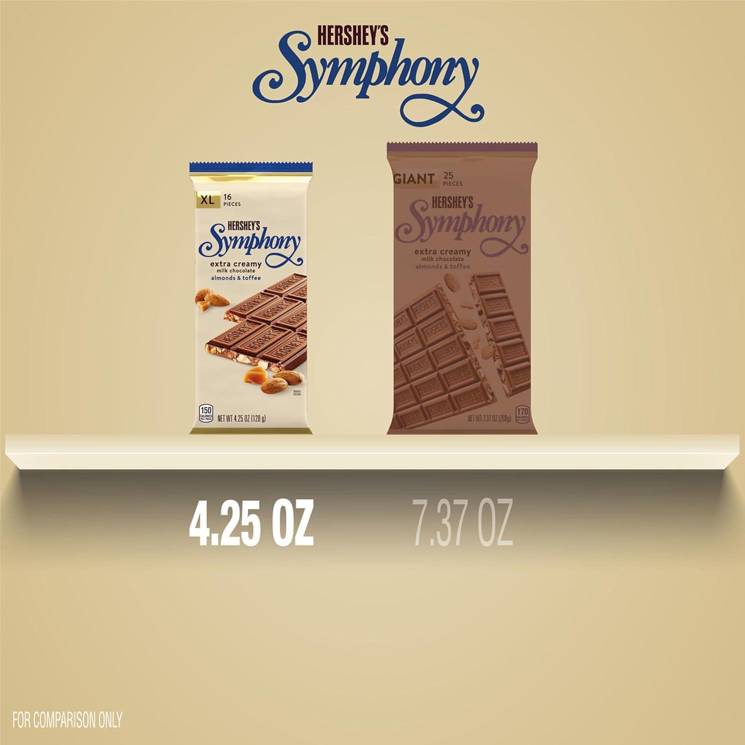 imageHERSHEYS SYMPHONY Chocolate Almond Toffee XL Candy Bars 425 oz 16 Pieces 12 CountMilk Chocolate  Almonds and Toffee