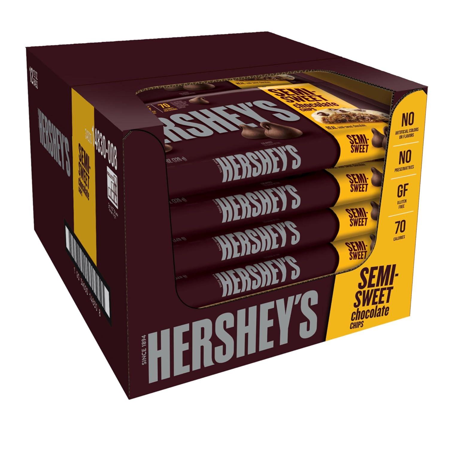 imageHERSHEYS Semi Sweet Chocolate Baking Chips Bags 12 oz 12 CountSemiSweet Milk Chocolate