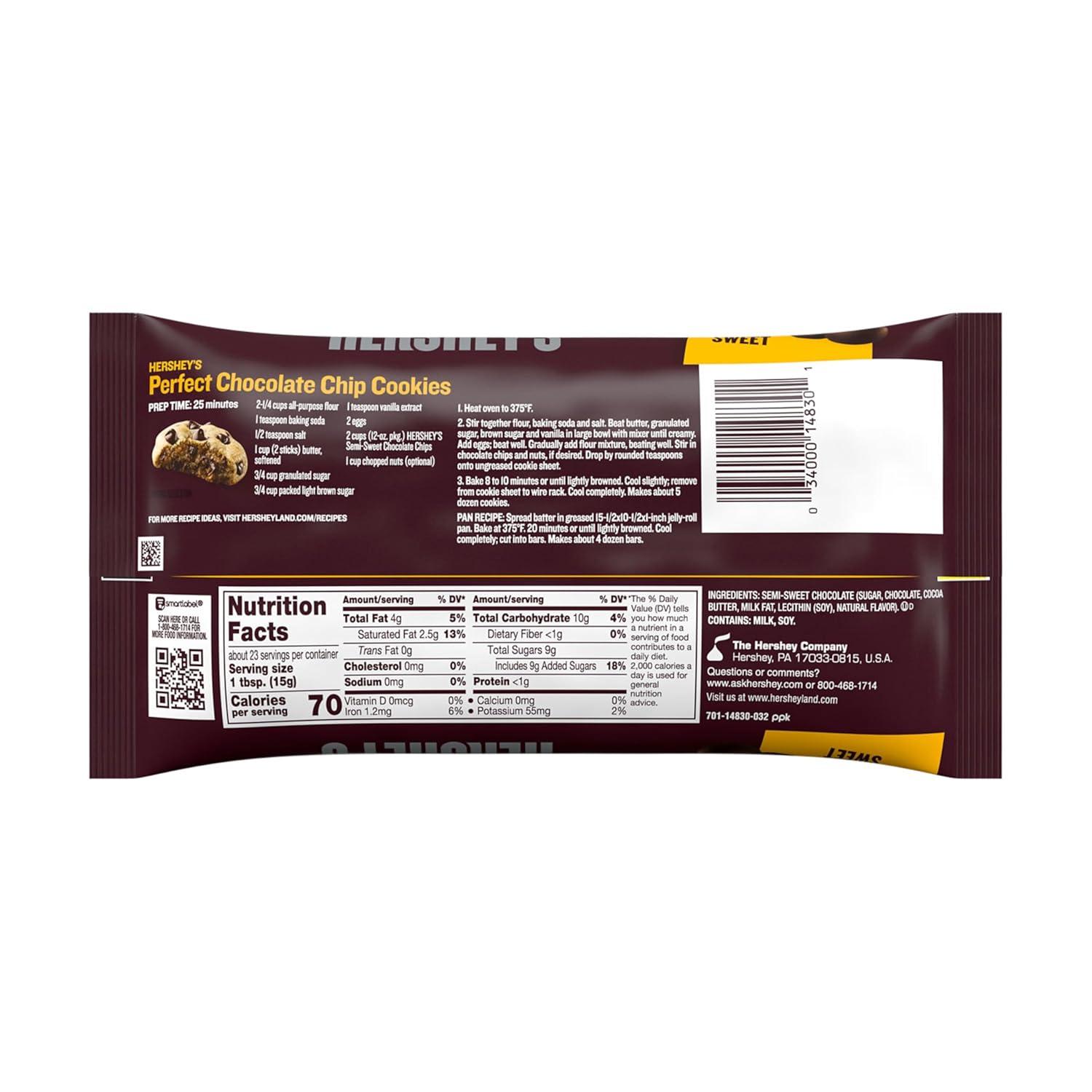 imageHERSHEYS SemiSweet Chocolate Baking Chips Bag 12 oz