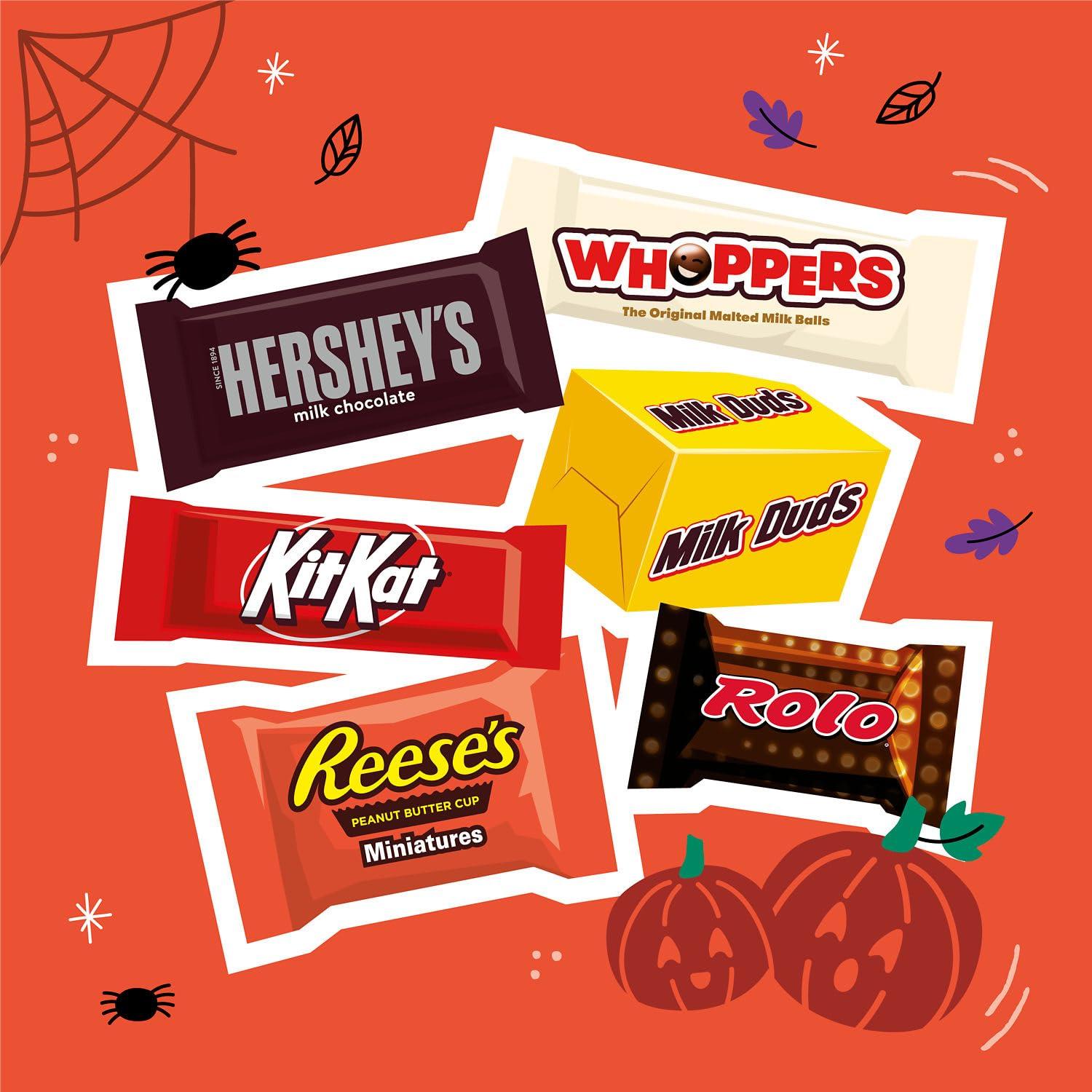 imageHershey Miniatures Assorted Flavored Halloween Candy Bulk Bag 3593 oz 115 Pieces115 Count Pack of 1