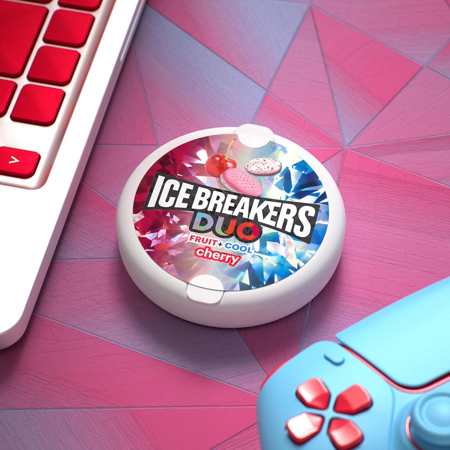 imageICE BREAKERS Duo Fruit Plus Cool Raspberry Flavored Sugar Free Mints Pucks 13 oz 8 CountCherry Cool
