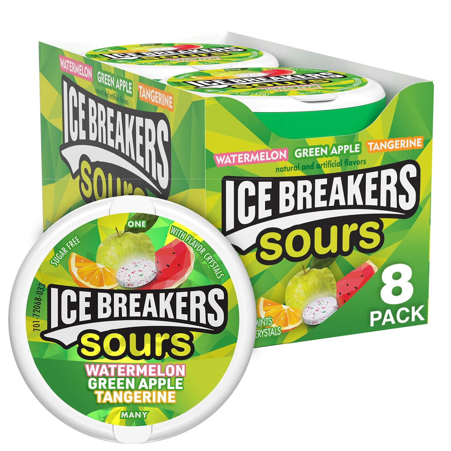 imageICE BREAKERS Duo Fruit Plus Cool Raspberry Flavored Sugar Free Mints Pucks 13 oz 8 CountDuo  Sours