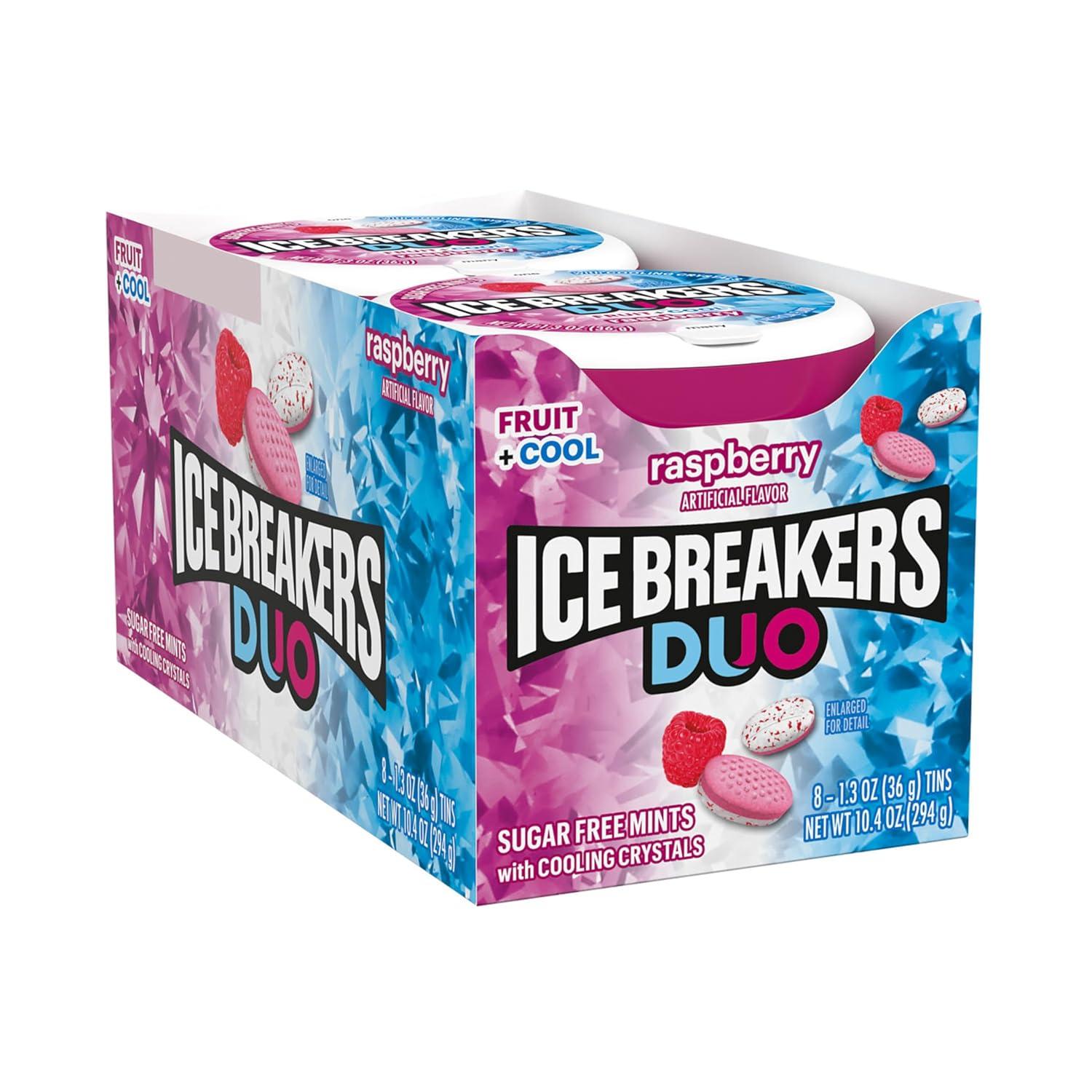 imageICE BREAKERS Duo Fruit Plus Cool Raspberry Flavored Sugar Free Mints Pucks 13 oz 8 CountRaspberry Cool