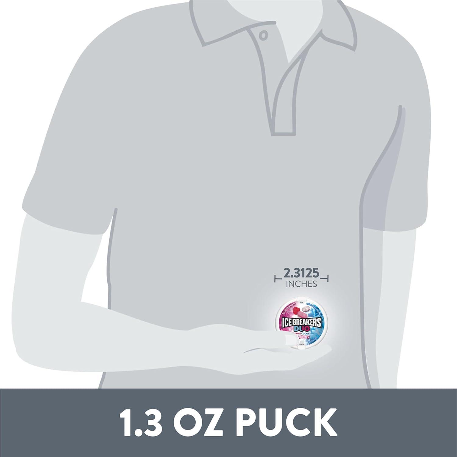 imageICE BREAKERS Duo Fruit Plus Cool Raspberry Flavored Sugar Free Mints Pucks 13 oz 8 CountRaspberry Cool
