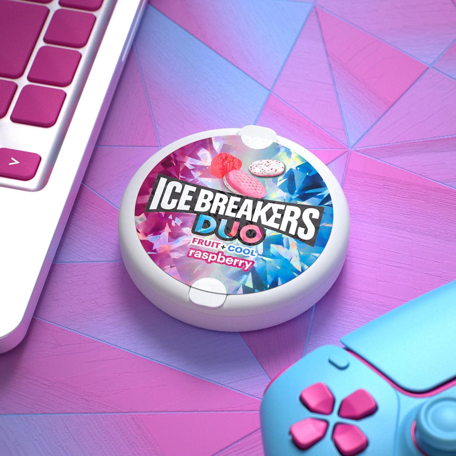 imageICE BREAKERS Duo Fruit Plus Cool Raspberry Flavored Sugar Free Mints Pucks 13 oz 8 CountRaspberry Cool
