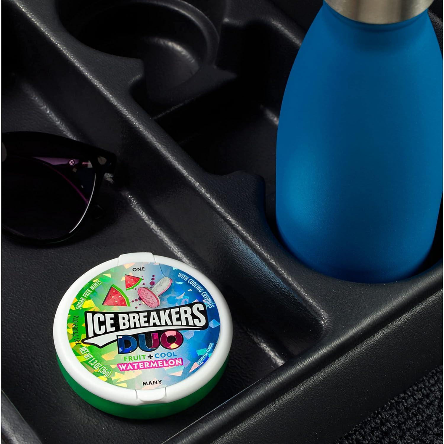 imageICE BREAKERS Duo Fruit Plus Cool Raspberry Flavored Sugar Free Mints Pucks 13 oz 8 CountWatermelon Cool