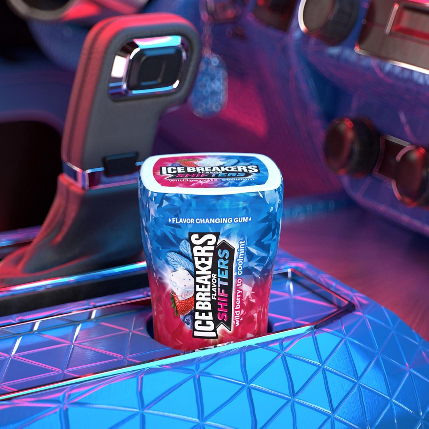 imageICE BREAKERS Flavor Shifters Wild Berry to Coolmint Flavored Sugar Free Chewing Gum Bottles 324 oz 6 Count 40 Pieces
