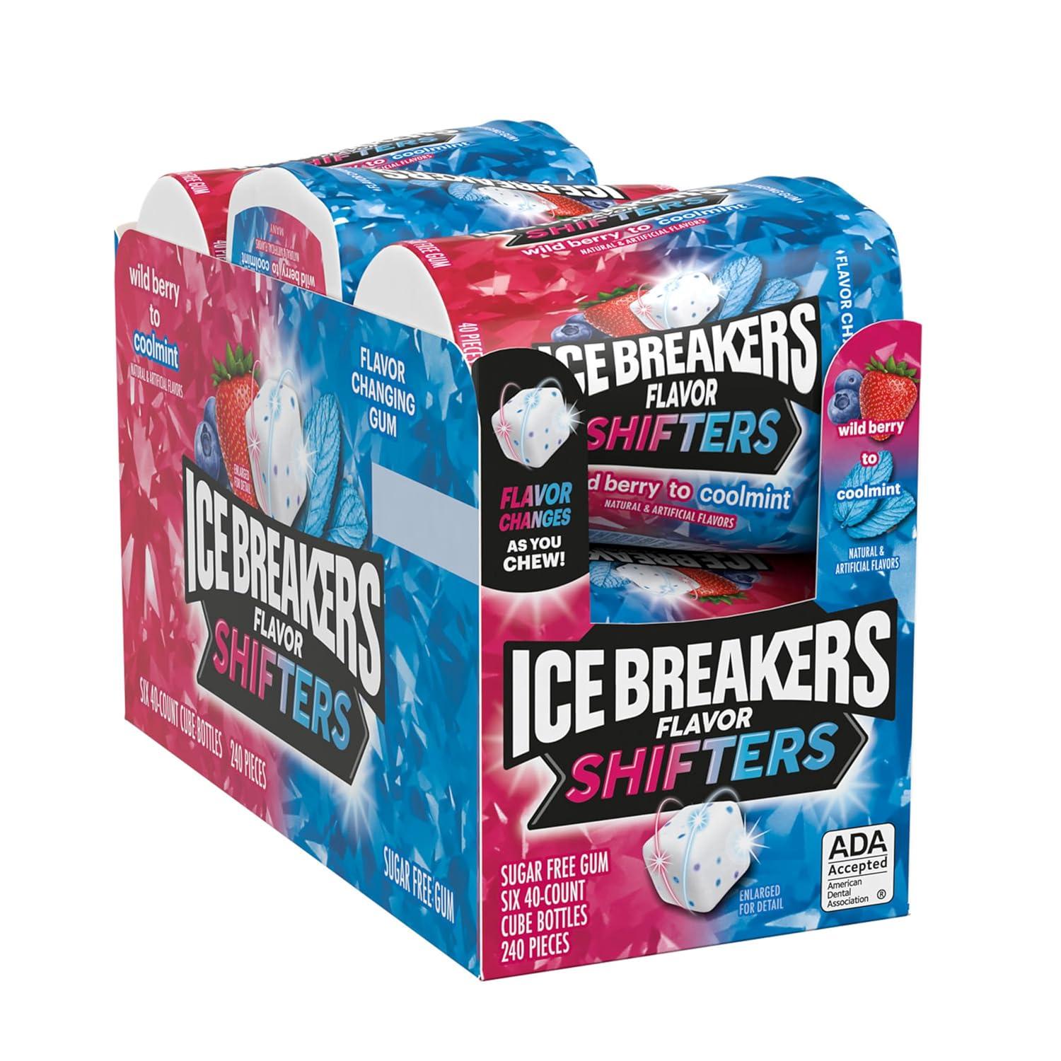 imageICE BREAKERS Flavor Shifters Wild Berry to Coolmint Flavored Sugar Free Chewing Gum Bottles 324 oz 6 Count 40 Pieces