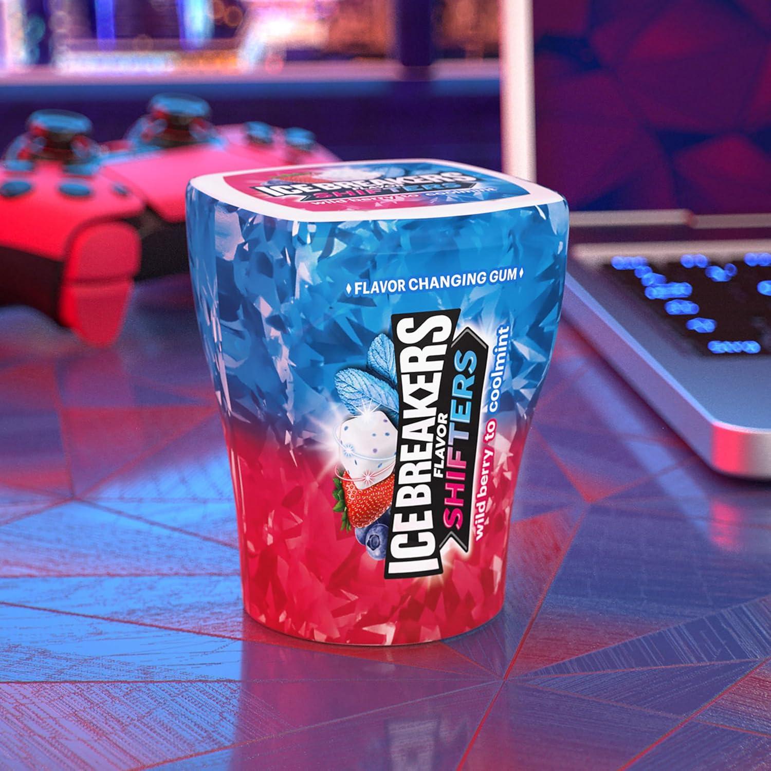 imageICE BREAKERS Flavor Shifters Wild Berry to Coolmint Flavored Sugar Free Chewing Gum Bottles 324 oz 6 Count 40 Pieces