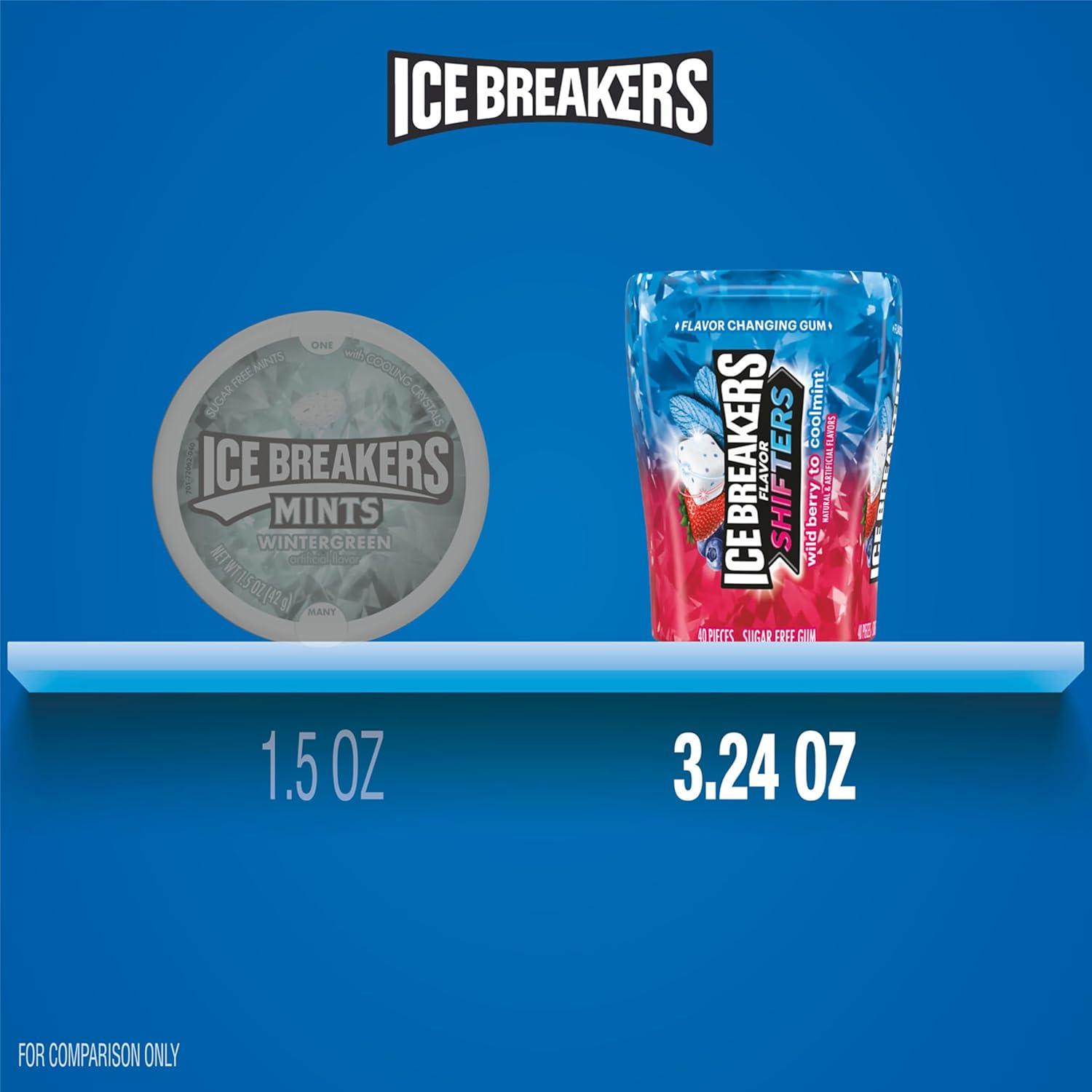 imageICE BREAKERS Flavor Shifters Wild Berry to Coolmint Flavored Sugar Free Chewing Gum Bottles 324 oz 6 Count 40 Pieces